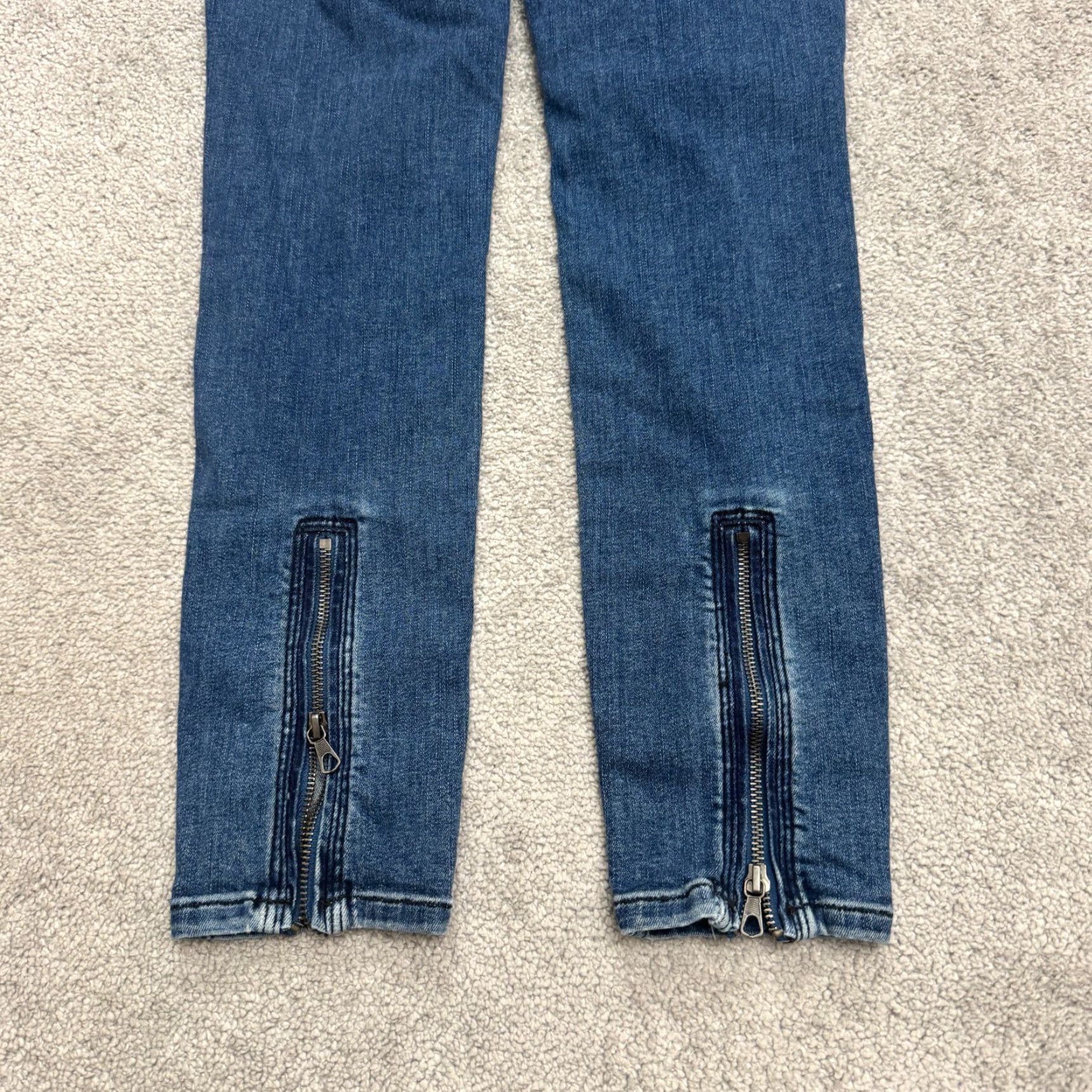 Free People Free People We The Free Moto Biker Skinny Denim Jeans Womens 29 Blue Ankle Zip Shirt? Size 29" - 3 Thumbnail