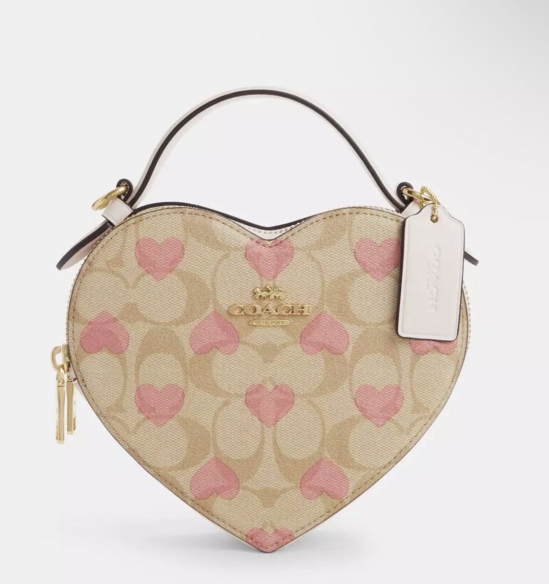 image of NWT Coach Heart Crossbody In Signature Canvas With Heart in White, Women's