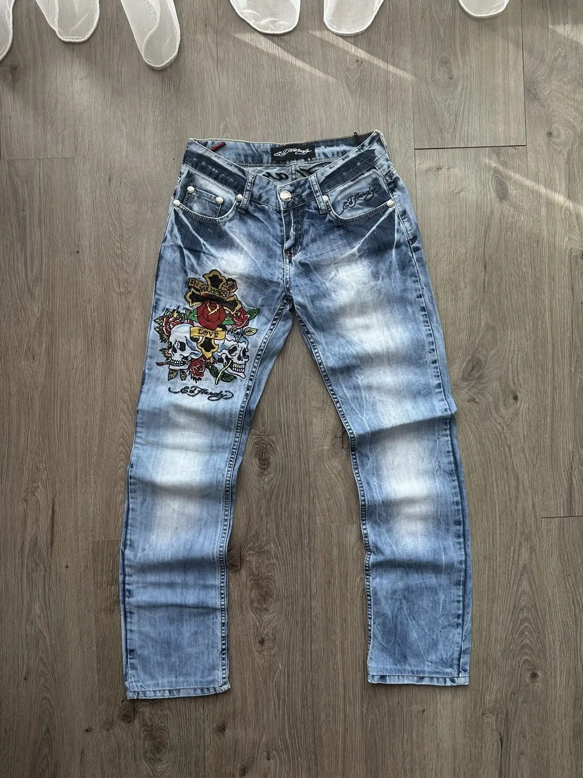 Christian Audigier × Ed Hardy × Vintage Vintage Ed Hardy Christian Audigier Denim Pants Size US 27 - 8 Thumbnail