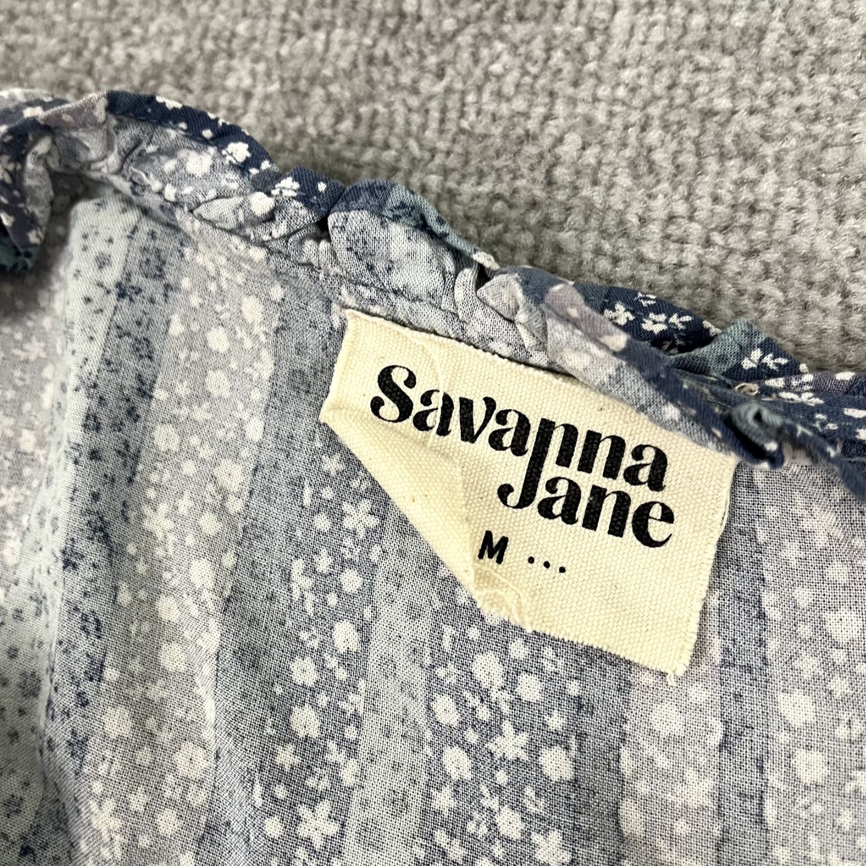 Vintage VINTAGE Savanna Jane Blouse Top Women Medium Blue Floral Embroidered V-Neck Pullover Boho Size M / US 6-8 / IT 42-44 - 2 Thumbnail