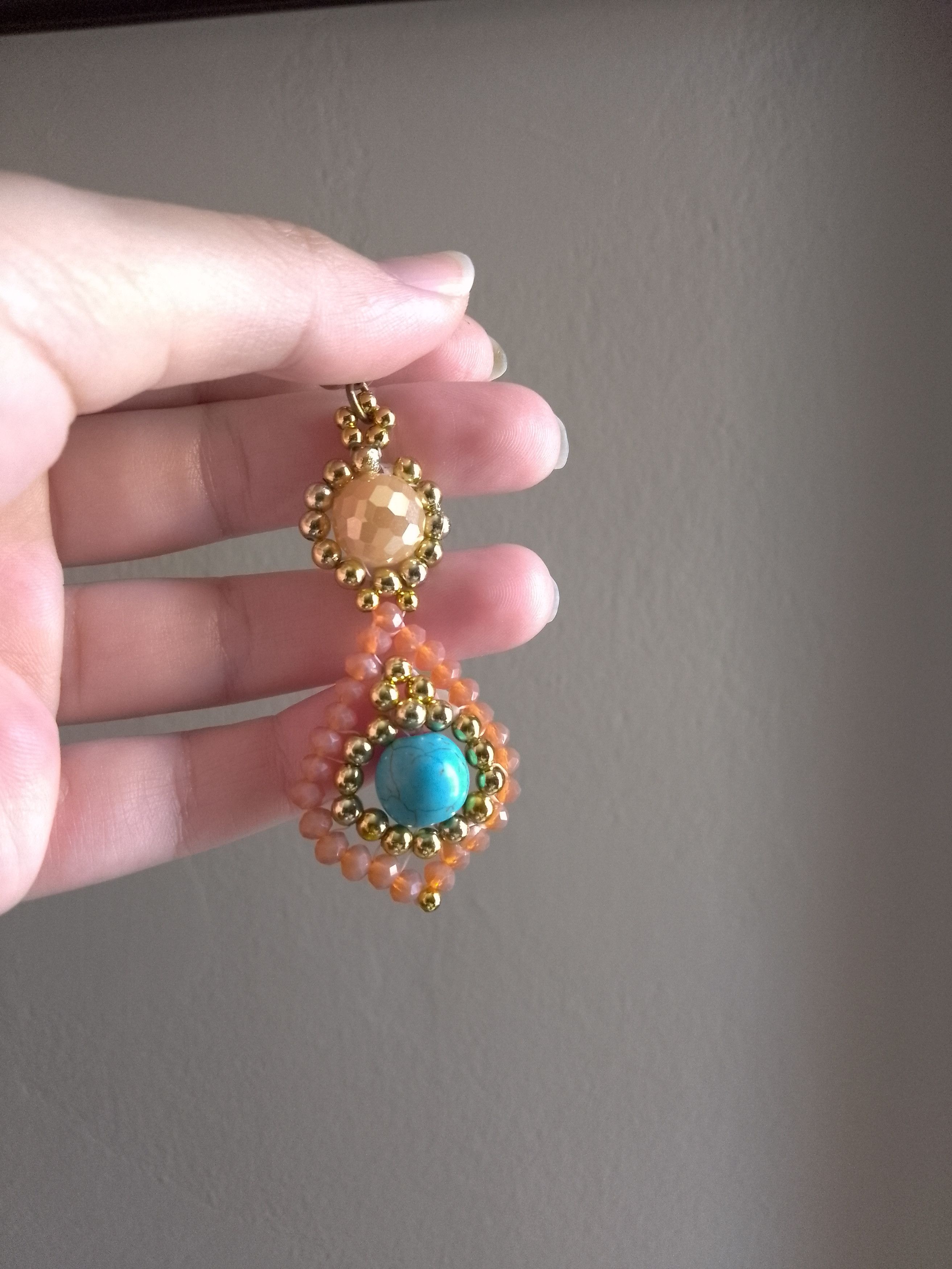 Handmade Elegant earrings drop shaped Natural turquoise gemstones Size ONE SIZE - 5 Thumbnail