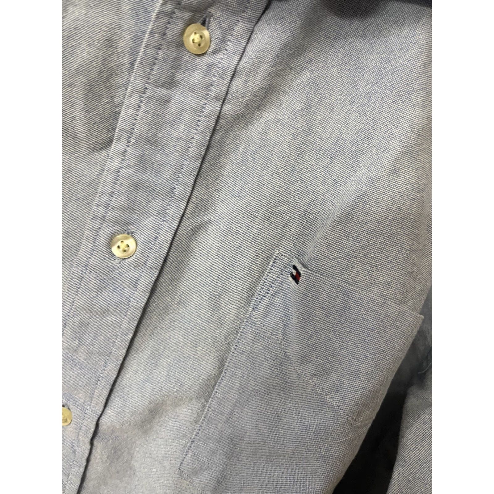 Tommy Hilfiger VINTAGE Tommy Hilfiger Shirt Regular Blue Solid Long Sleeve Button-Down Adult Large Size US L / EU 52-54 / 3 - 4 Thumbnail