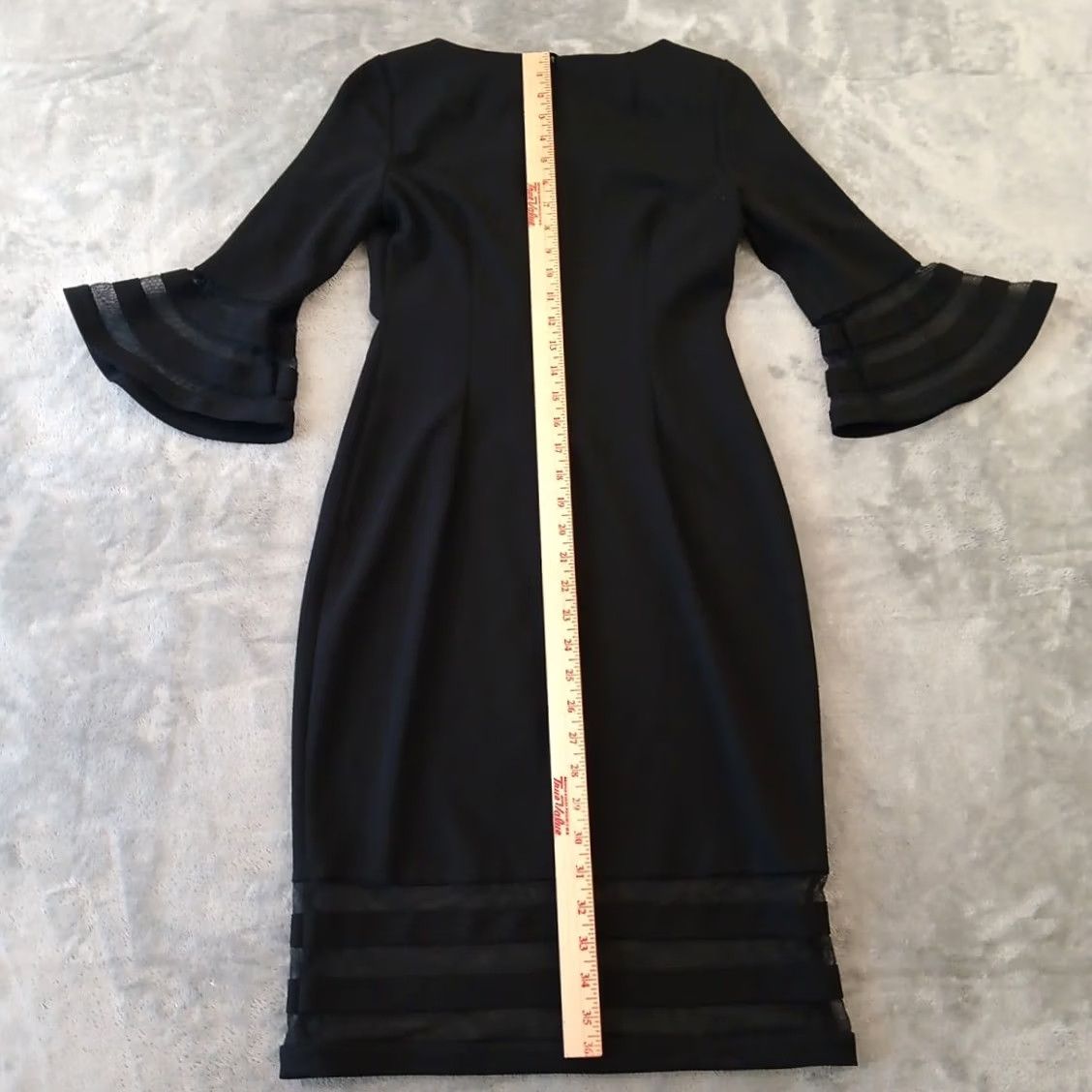 Calvin Klein Calvin Klein Sheath Dress Black 4P Petite Knee Length 3/4 Sleeve Round Neck Zip Dry Clean Only Women Size S / US 4 / IT 40 - 5 Thumbnail