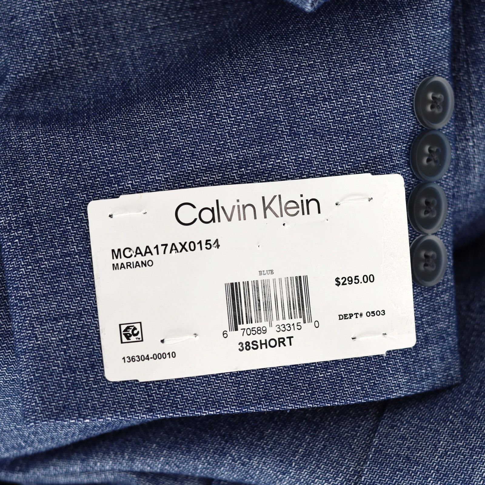 Calvin Klein Calvin Klein Men's Blue Soft Woven Slim Sport Coat Size 38S Size 38S - 6 Thumbnail
