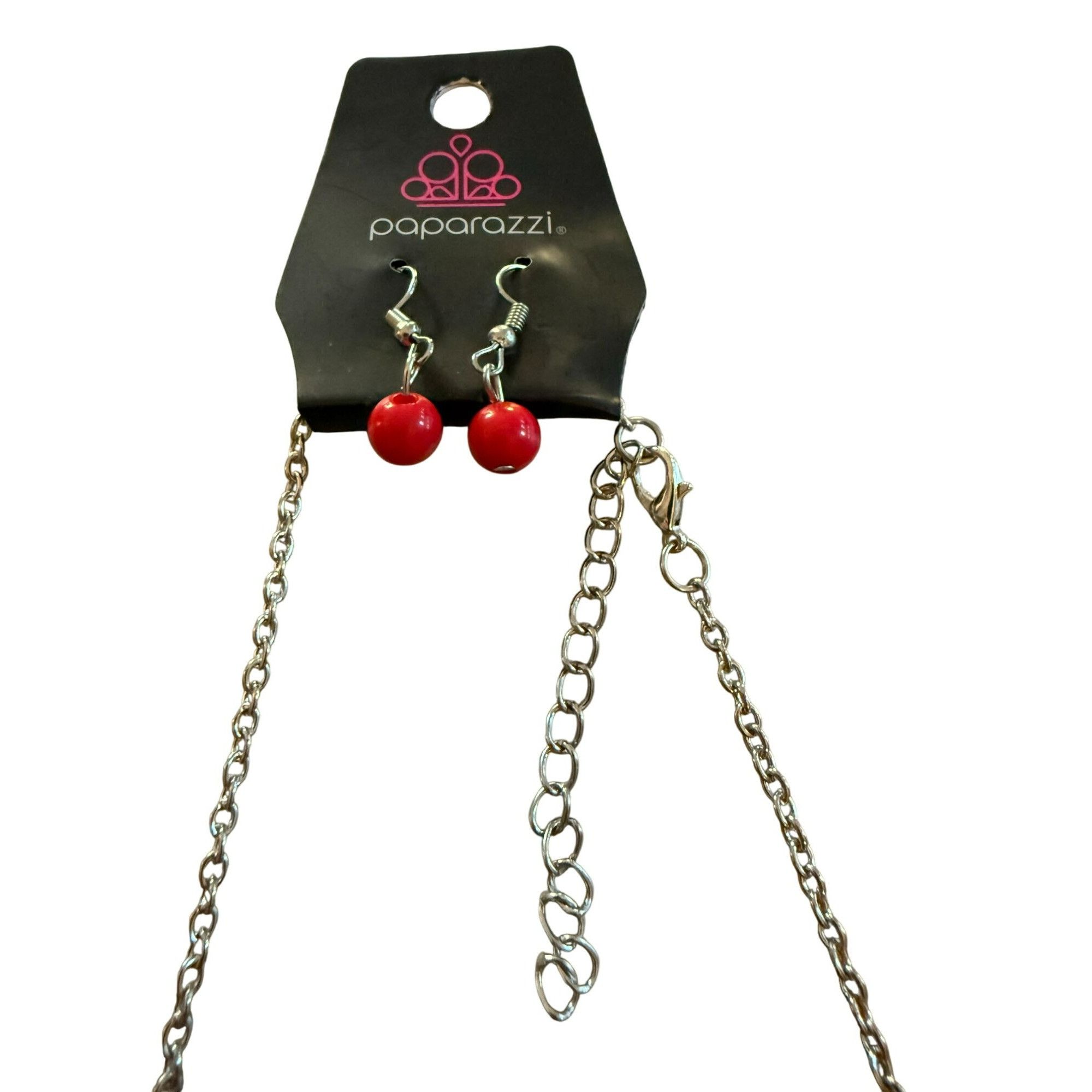 Other New Paparazzi Red Bead Silver Chain Necklace & Matching Earr Size ONE SIZE - 1 Thumbnail