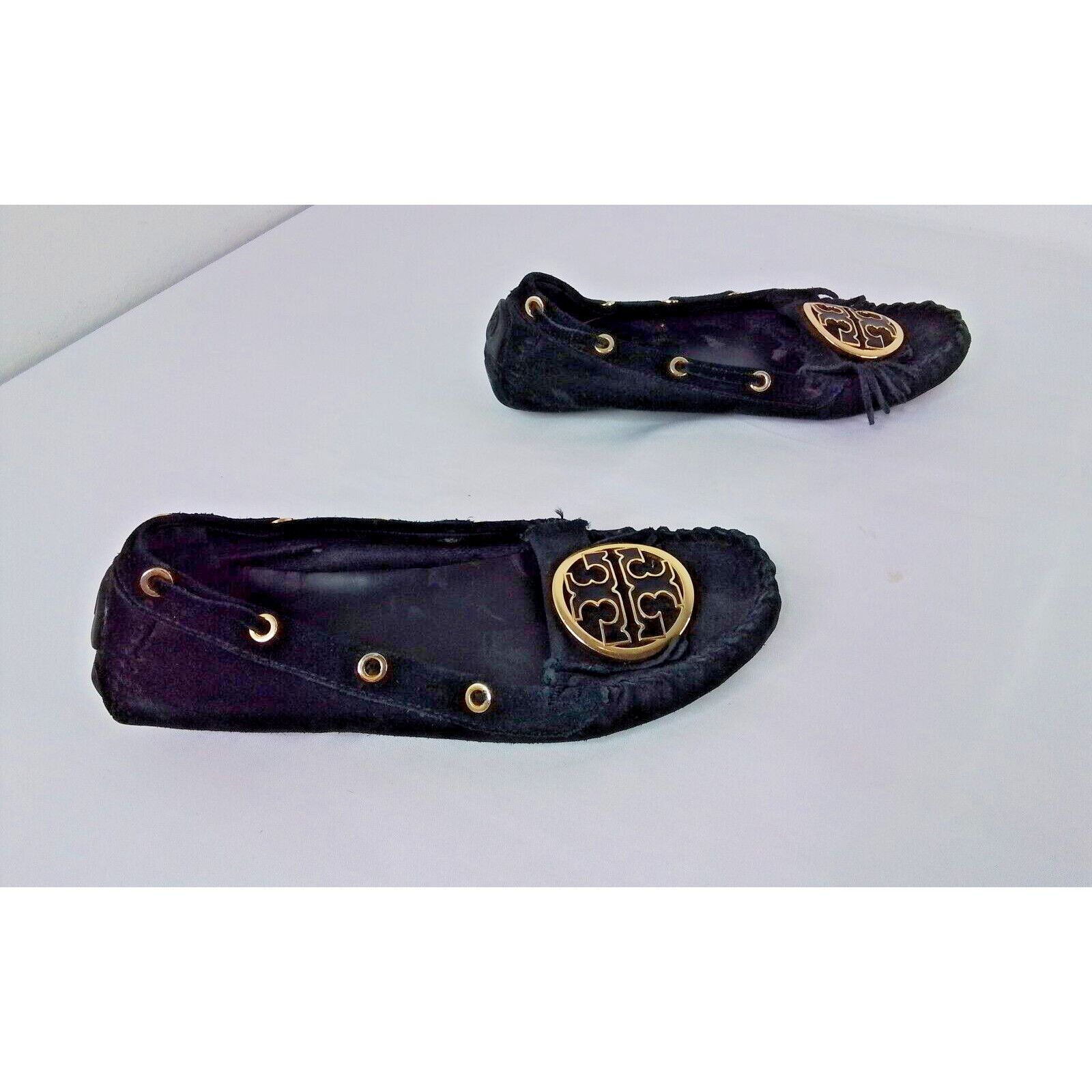 Tory Burch Tory Burch Suede Moccasin Black Women's 7 #W2713 Size US 7 / IT 37 - 4 Thumbnail