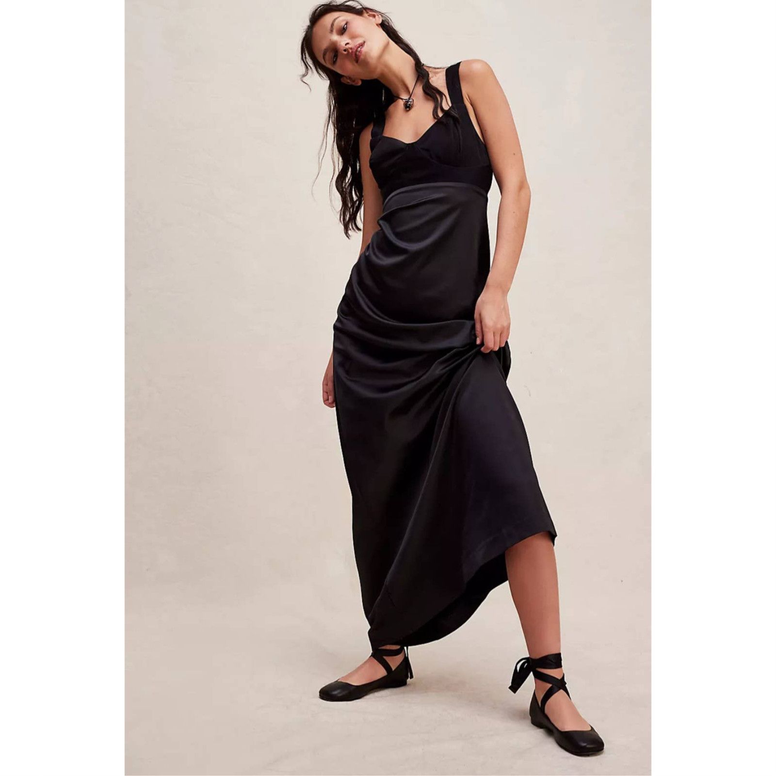 Free People New Free People Gia Dress $250 SIZE 4 Black SLIP GOWN Size S / US 4 / IT 40 - 1 Thumbnail