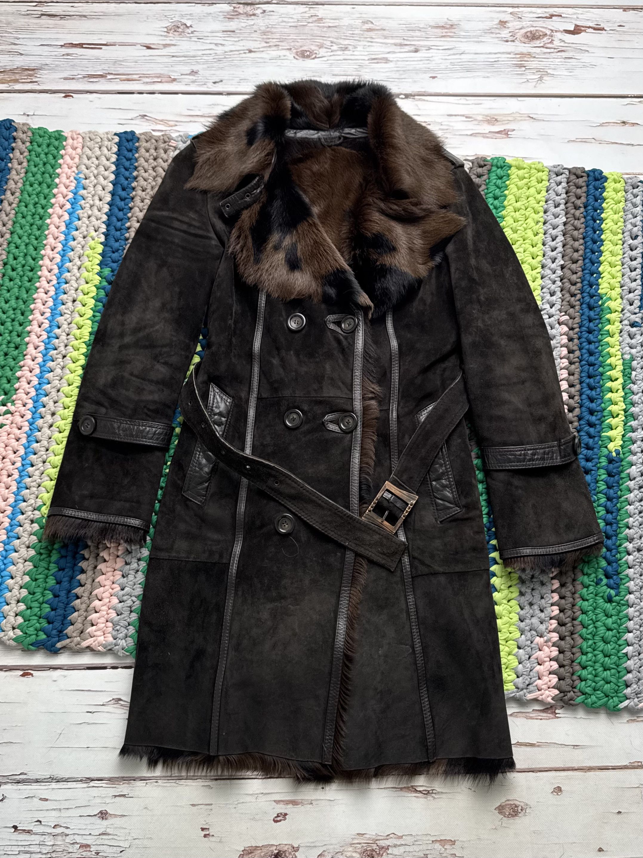 Vintage Vintage Real Leather&Fur Coat With Belt (D15)(D10) Size S / US 4 / IT 40 - 5 Thumbnail