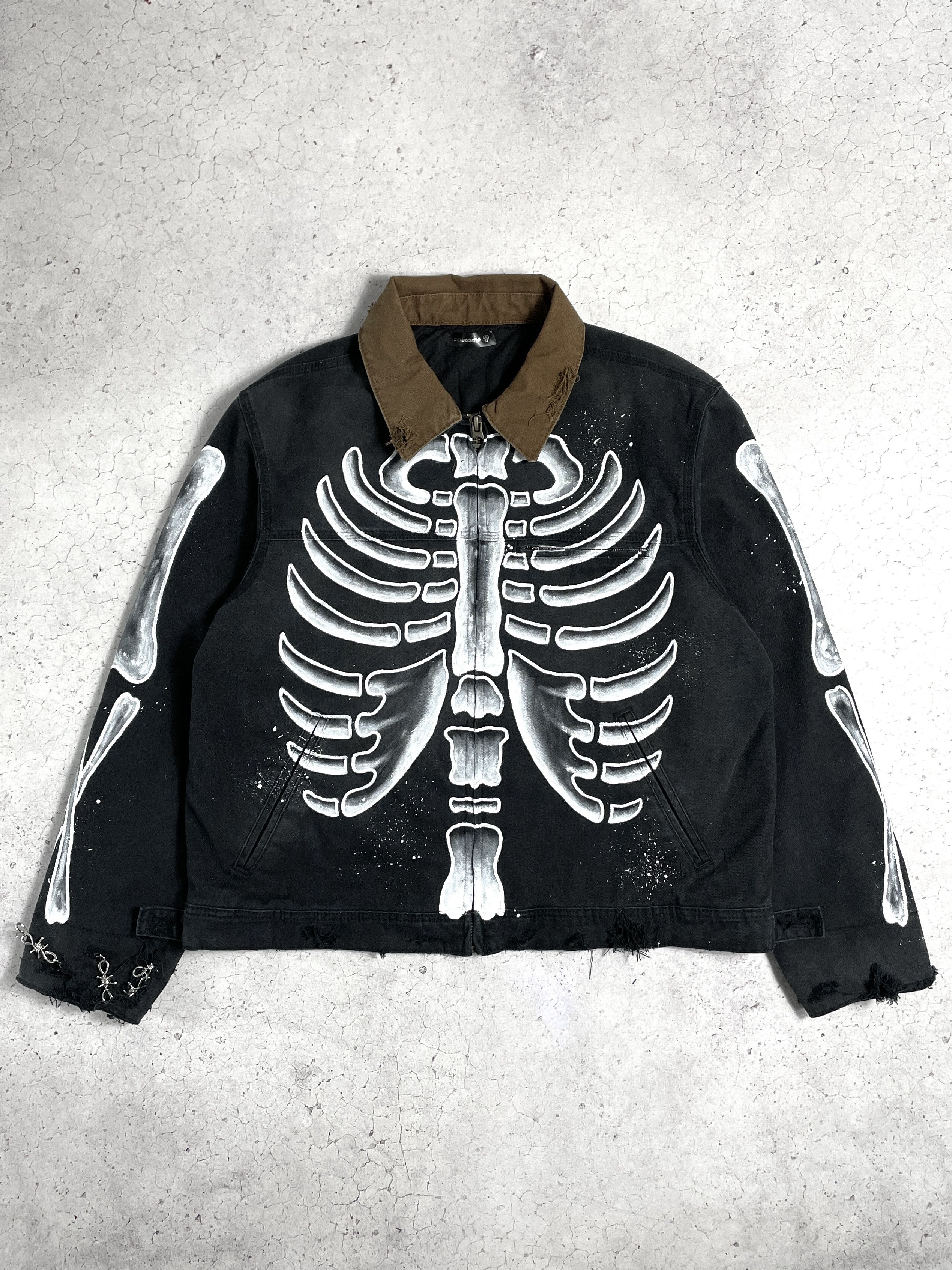 Other SKELETON 1OF1 HEAVY HAND PAINTED Y2K ROCK PUNK GOTHIC Size US XL / EU 56 / 4 - 1 Thumbnail