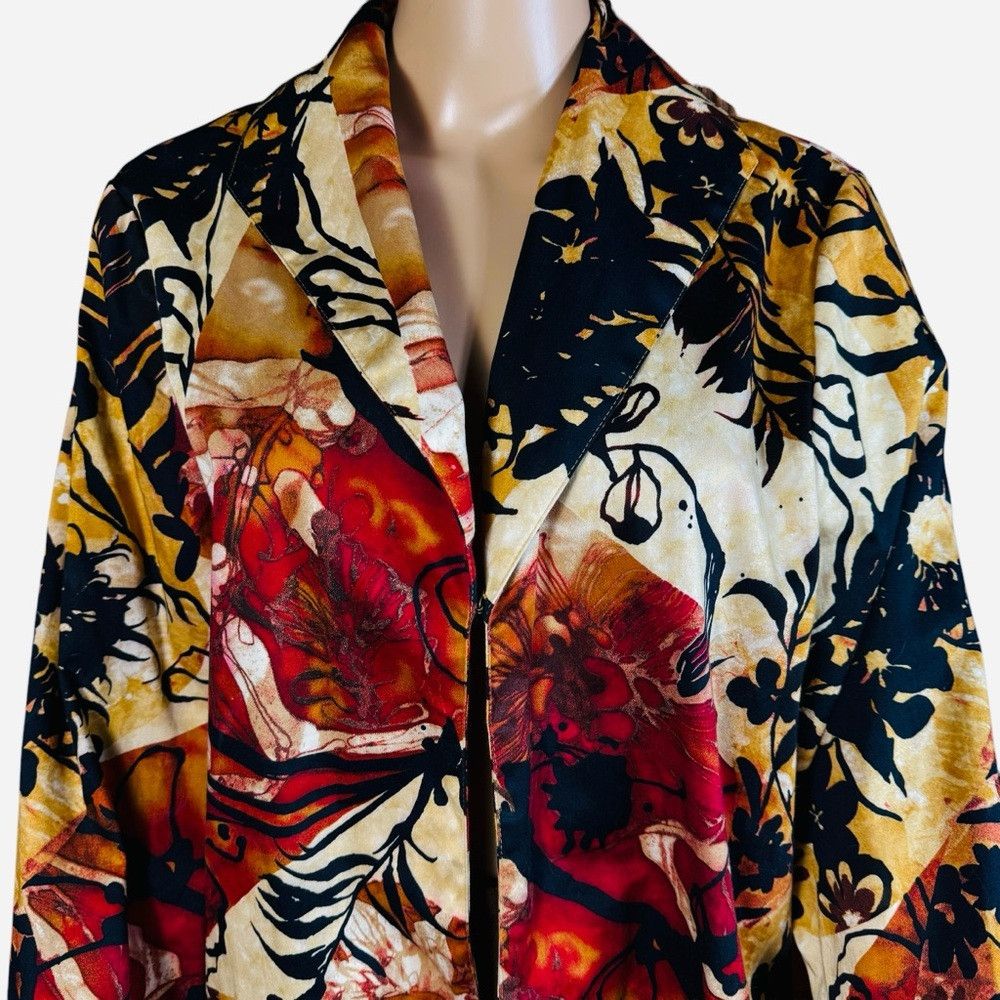 Chicos Additions By Chico's Cotton Long Sleeve Leaves Print Jacket Size L / US 10 / IT 46 - 2 Thumbnail