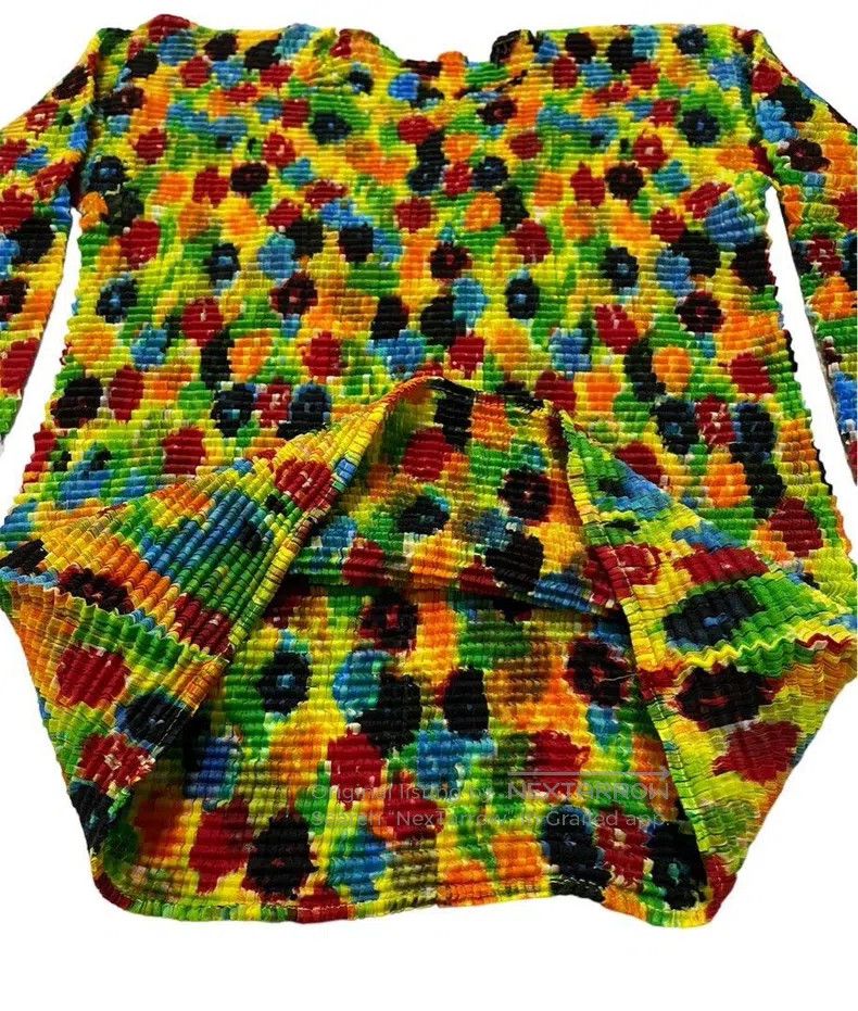 Issey Miyake Issey Miyake Colorful Pleated Long Sleeve Top Size L / US 10 / IT 46 - 2 Thumbnail