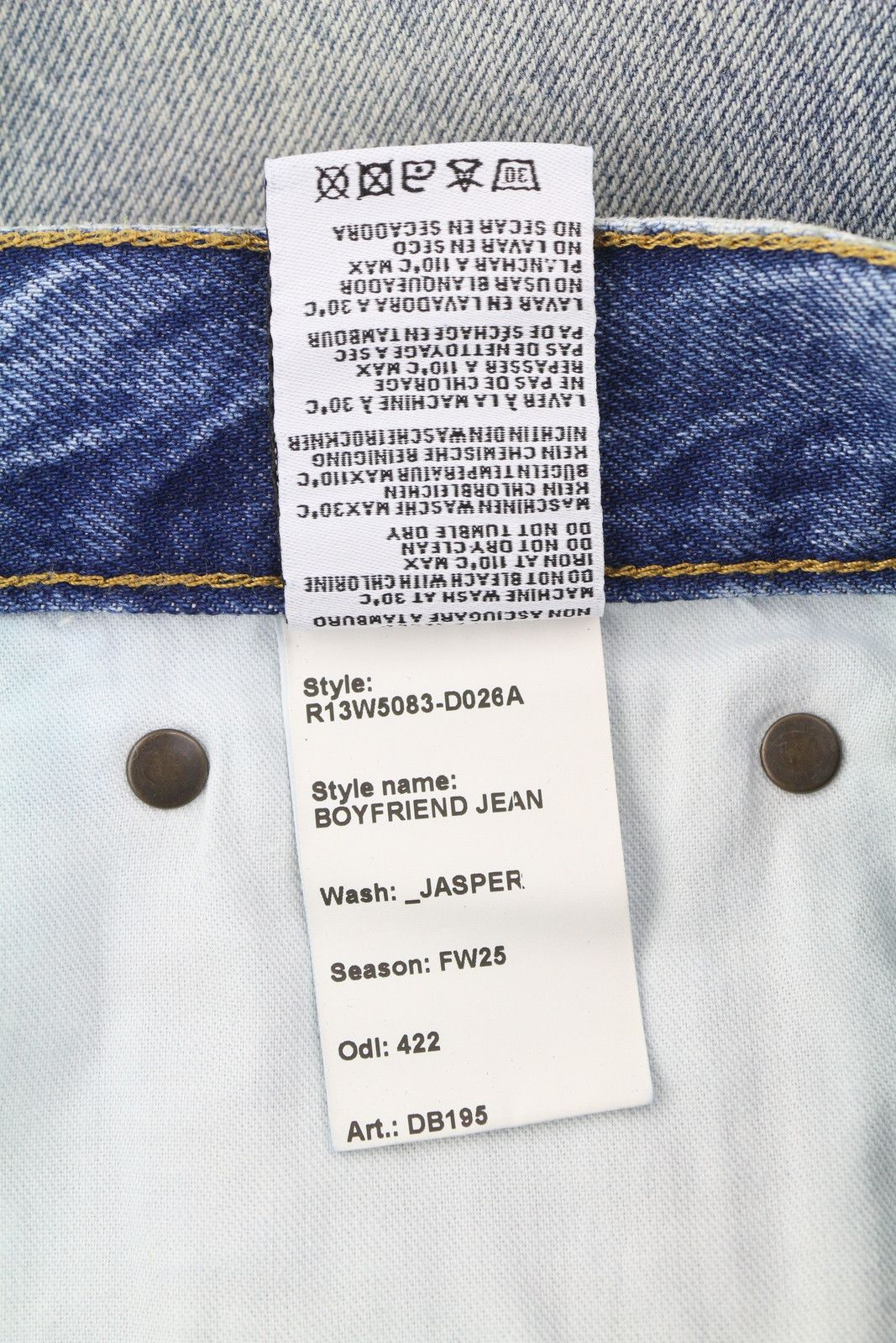 R13 BOYFRIEND 30 Jasper Straight Whiskers Faded Zip FW25 86648 Size 30" / US 8 / IT 44 - 9 Thumbnail