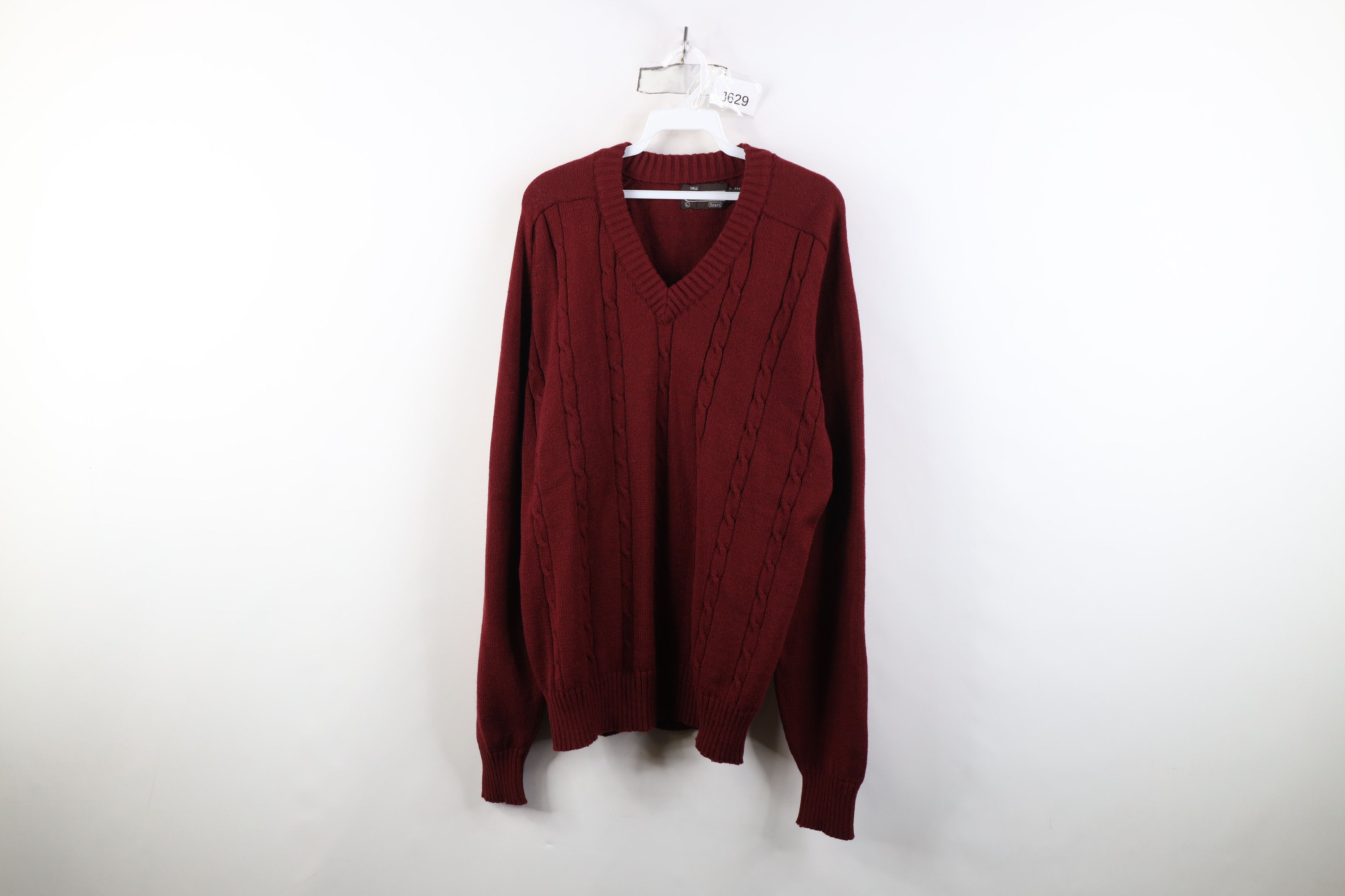 Vintage Vintage 70s Streetwear Chunky Cable Knit V-Neck Sweater Size US L / EU 52-54 / 3 - 1 Thumbnail