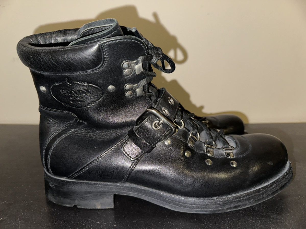 Prada Vintage Men’s Prada Boots Black/Silver 2007 Size 10 Size US 10 / EU 43 - 1 Thumbnail