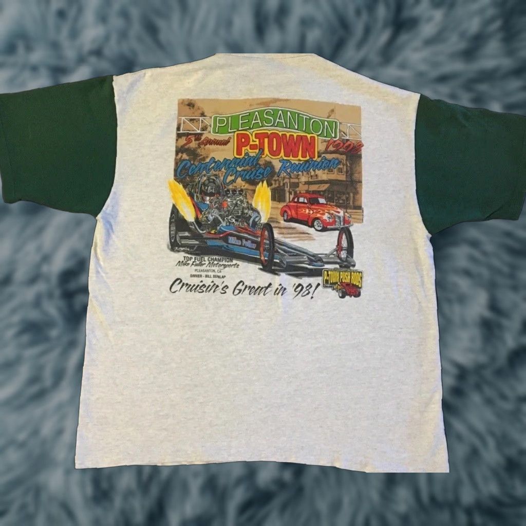 NASCAR VINTAGE Pleasanton Drag Racing Shirt XL Gray Henley 90s Grunge NASCAR Single Stitch Mens Size US XL / EU 56 / 4 - 1 Thumbnail