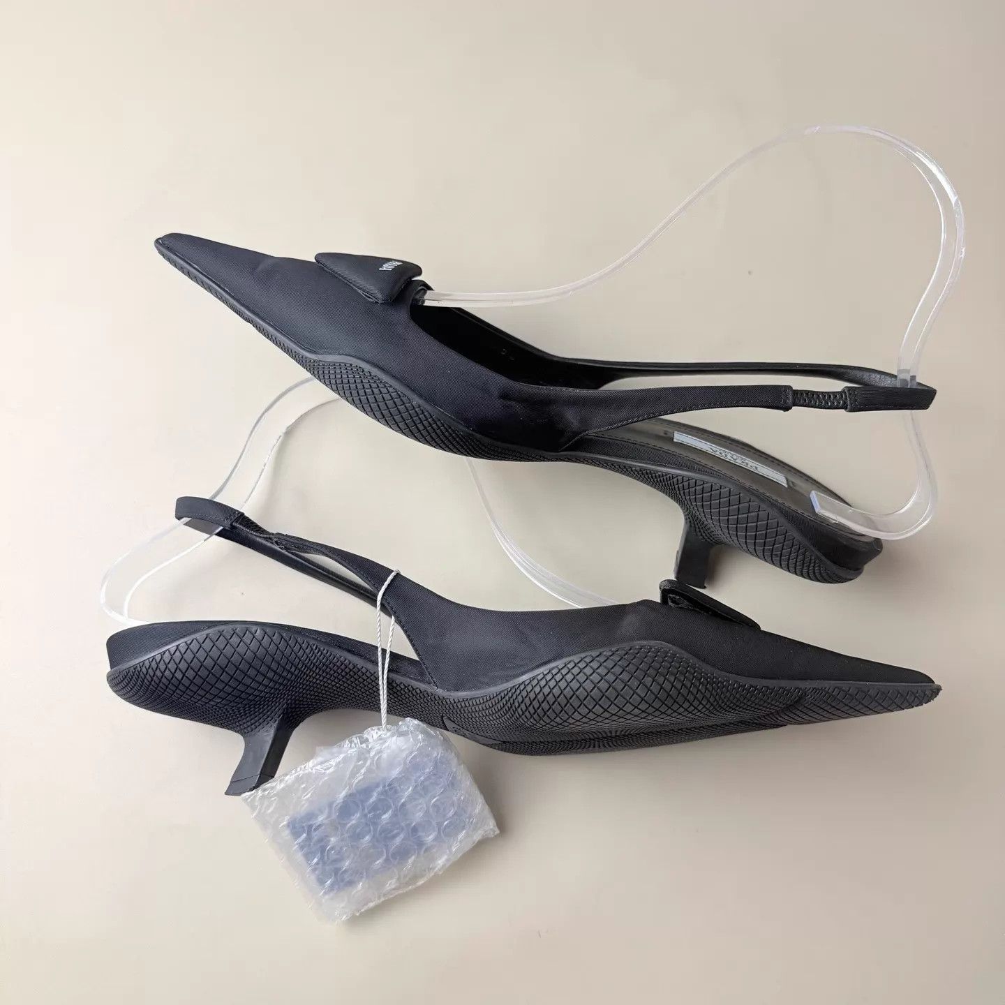 Prada Prada Black Logo Strap Kitten Heel 38 95 New Size US 7.5 / IT 37.5 - 6 Thumbnail