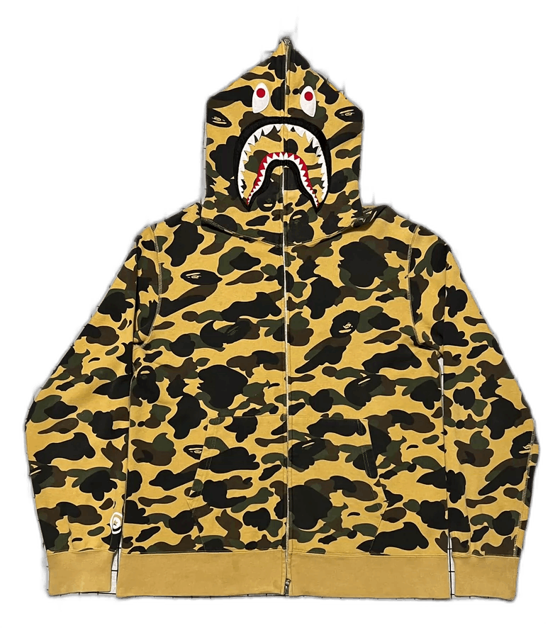Bape Bape Yellow Camouflage Shark Hoodie XXL Size US XXL / EU 58 / 5 - 1 Thumbnail