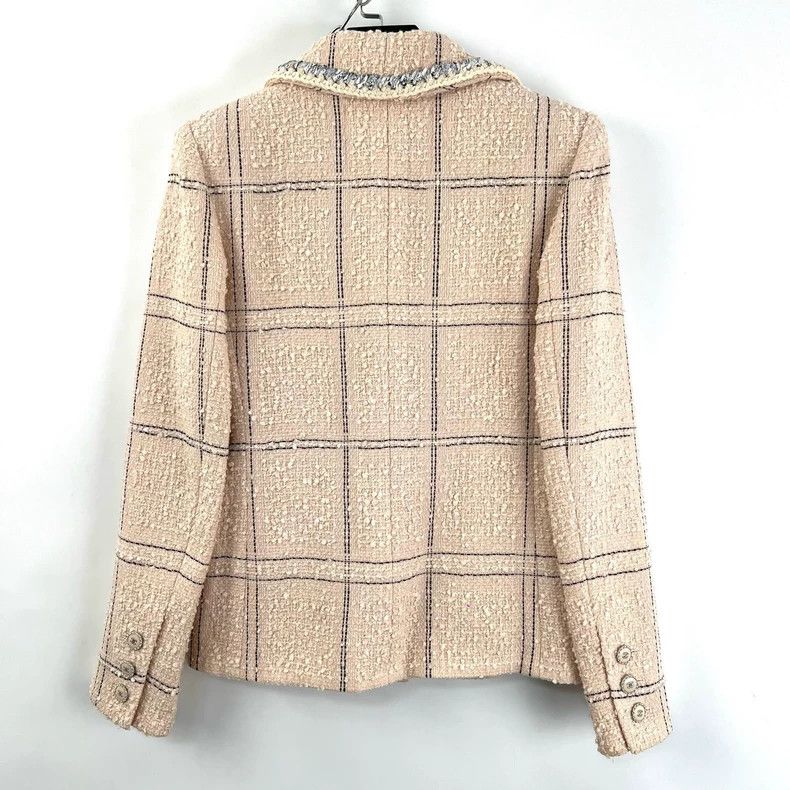 Chanel Chanel Nude pink plaid tweed jacket Size XXS / US 00 / IT 34 - 2 Thumbnail