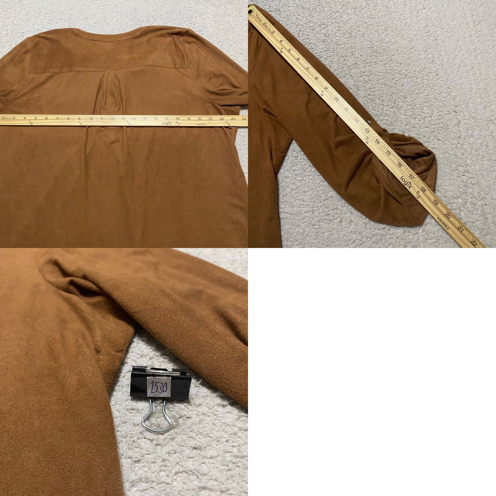 Vintage Chico's Womens XL Shirt Brown 3/4 Sleeve V-Neck Velvet Pockets Size XL / US 12-14 / IT 48-50 - 8 Thumbnail