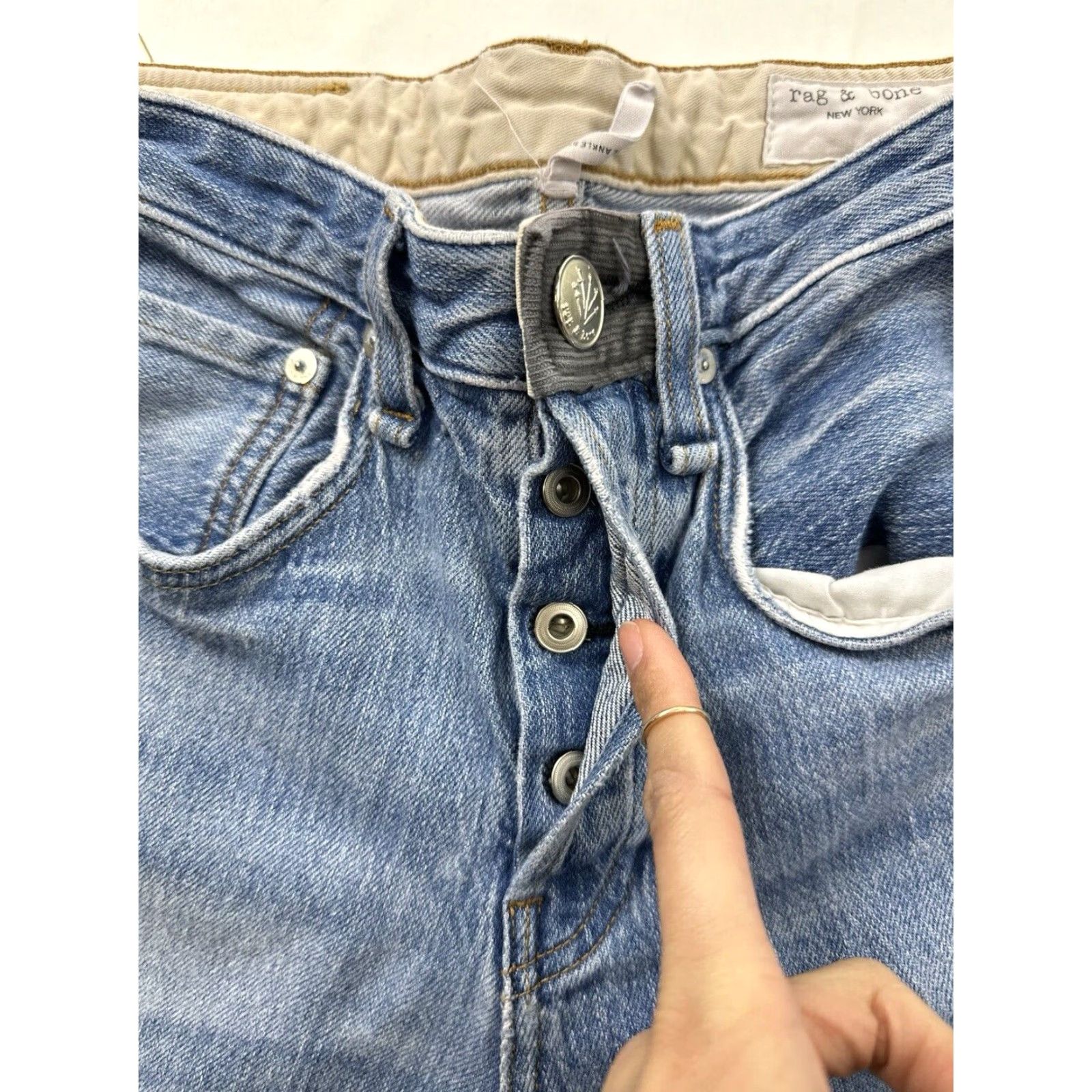 Rag & Bone VINTAGE Rag & Bone Women’s Jeans 24 High Rise Straight Ankle Patchwork Denim Blue 2010s Size 42" / US 20 - 5 Thumbnail