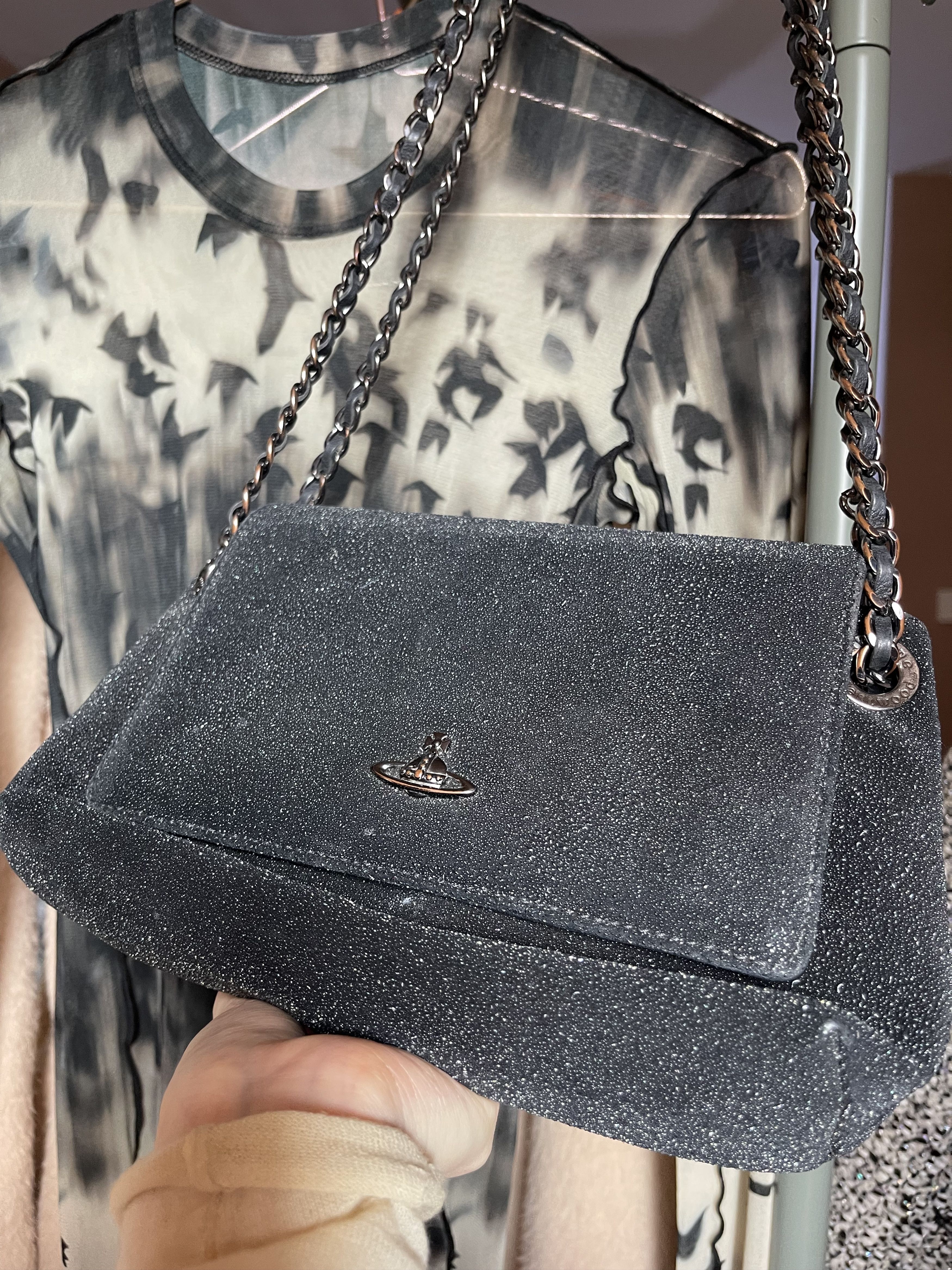 Vivienne Westwood Glitter Texture Chain Shoulder Bag Size ONE SIZE - 1 Thumbnail