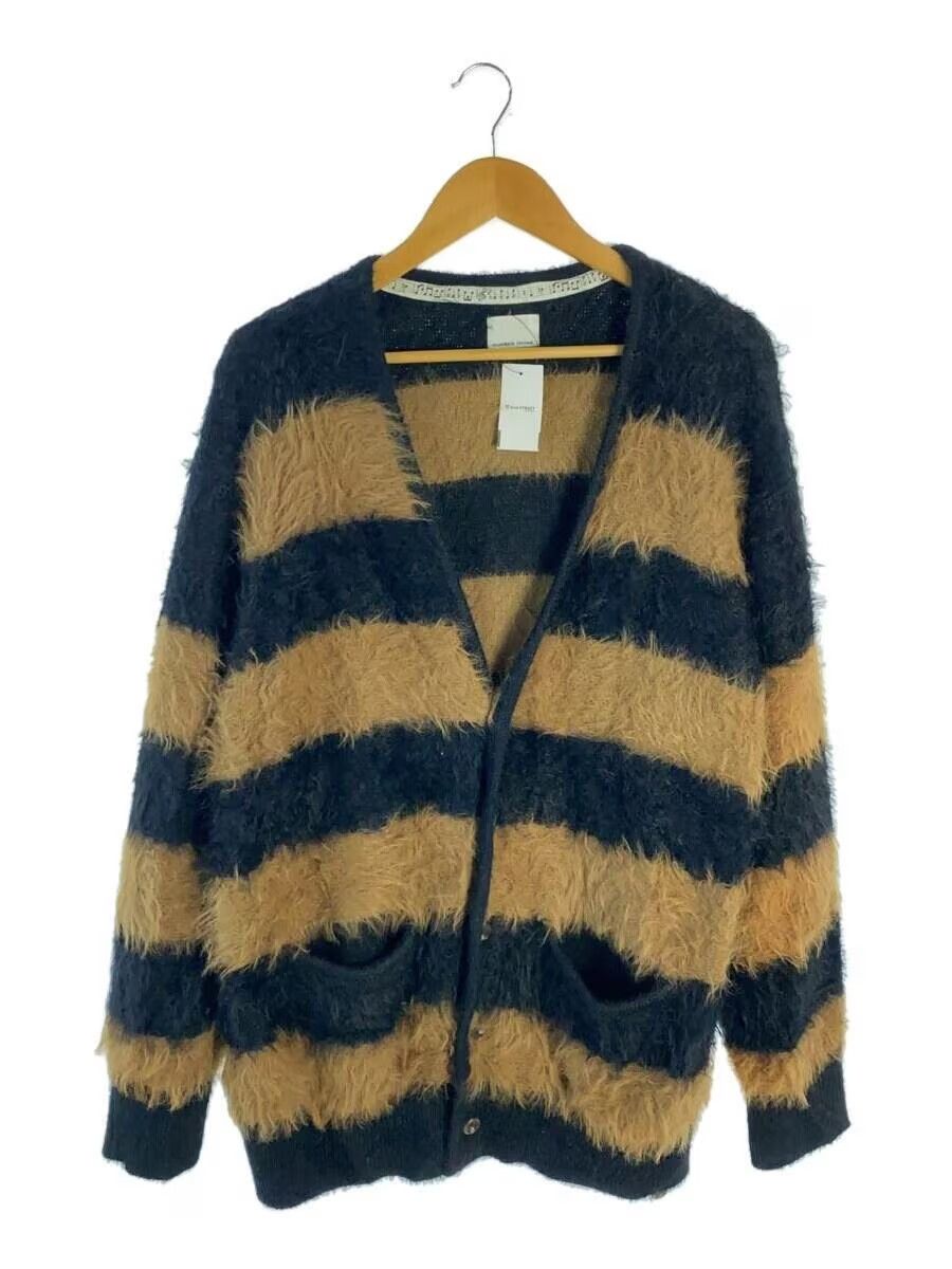 image of Number N Ine Fluffy Striped Knit Cardigan in Black, Men's (Size Large)