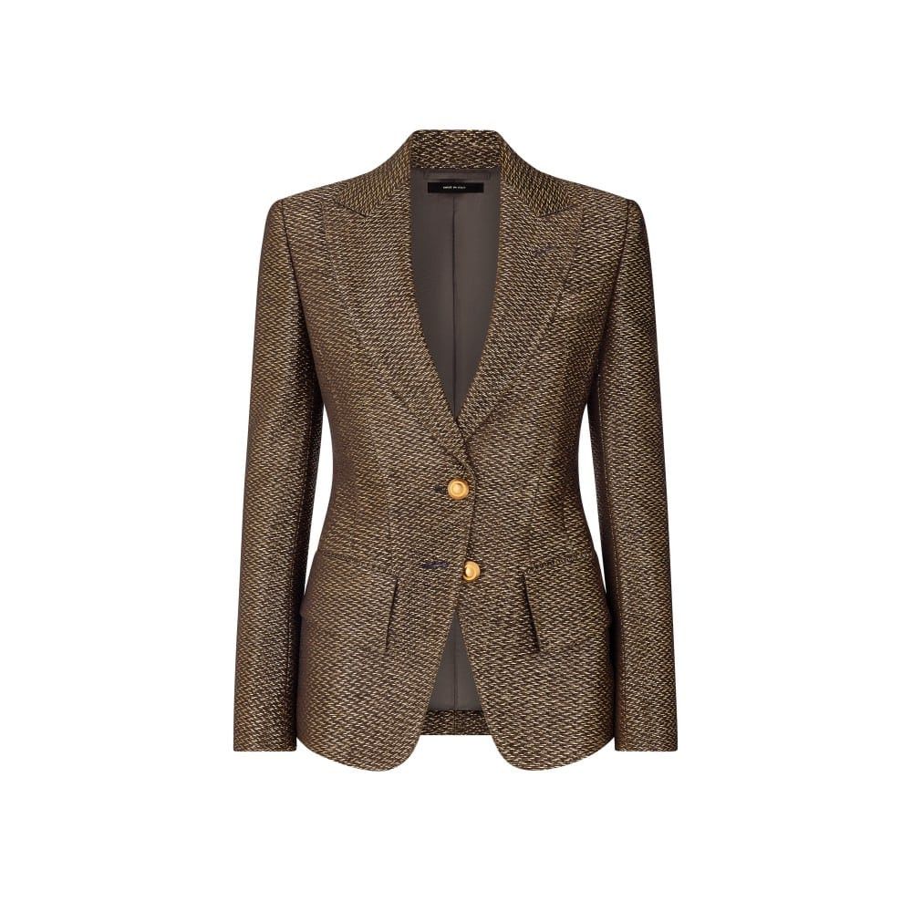 Tom Ford o1loc1c0226 GI2975 Boucle Single Breasted Jacket in Gold Size M / US 6-8 / IT 42-44 - 1 Thumbnail
