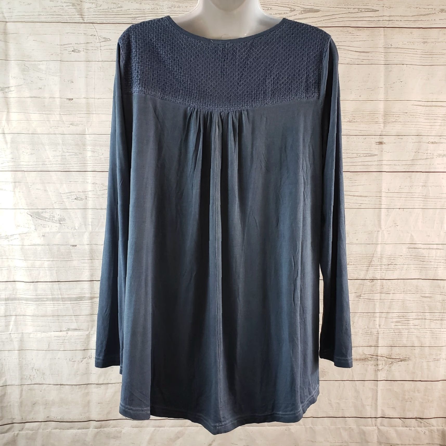 Vintage Monoreno Womens Blouse Long Sleeve Size M Blue Embroidered Floral Rayon Blend Shirt Size M / US 6-8 / IT 42-44 - 4 Thumbnail