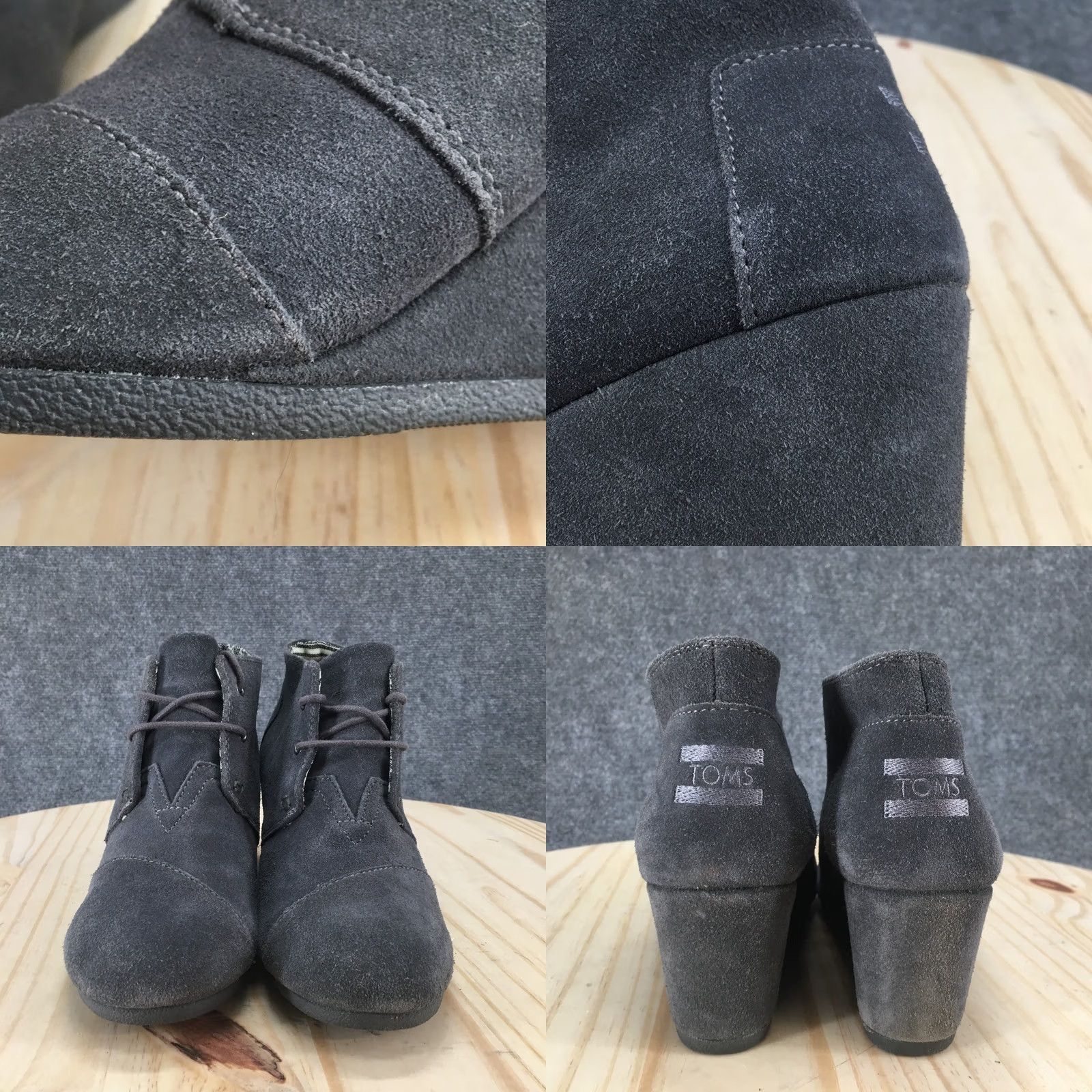 Toms TOMS Boots Womens 9.5 Desert Wedge Ankle Boot Gray Suede Leather Casual Lace Up Boots Size US 10 / IT 40 - 8 Thumbnail