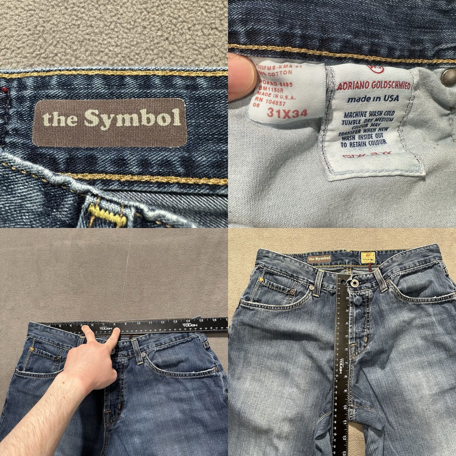 Vintage AG Adriano Goldschmied Jean Men 31x34 (30x34) Straight Denim - Soft Fit Size US 31 - 9 Thumbnail