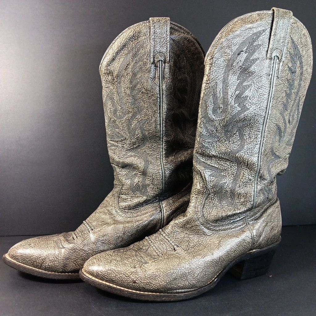 Boulet Boulet Mens Cowboy Boots Boots Rare Dark Green Gray Canada Size US 9.5 / EU 42-43 - 3 Thumbnail