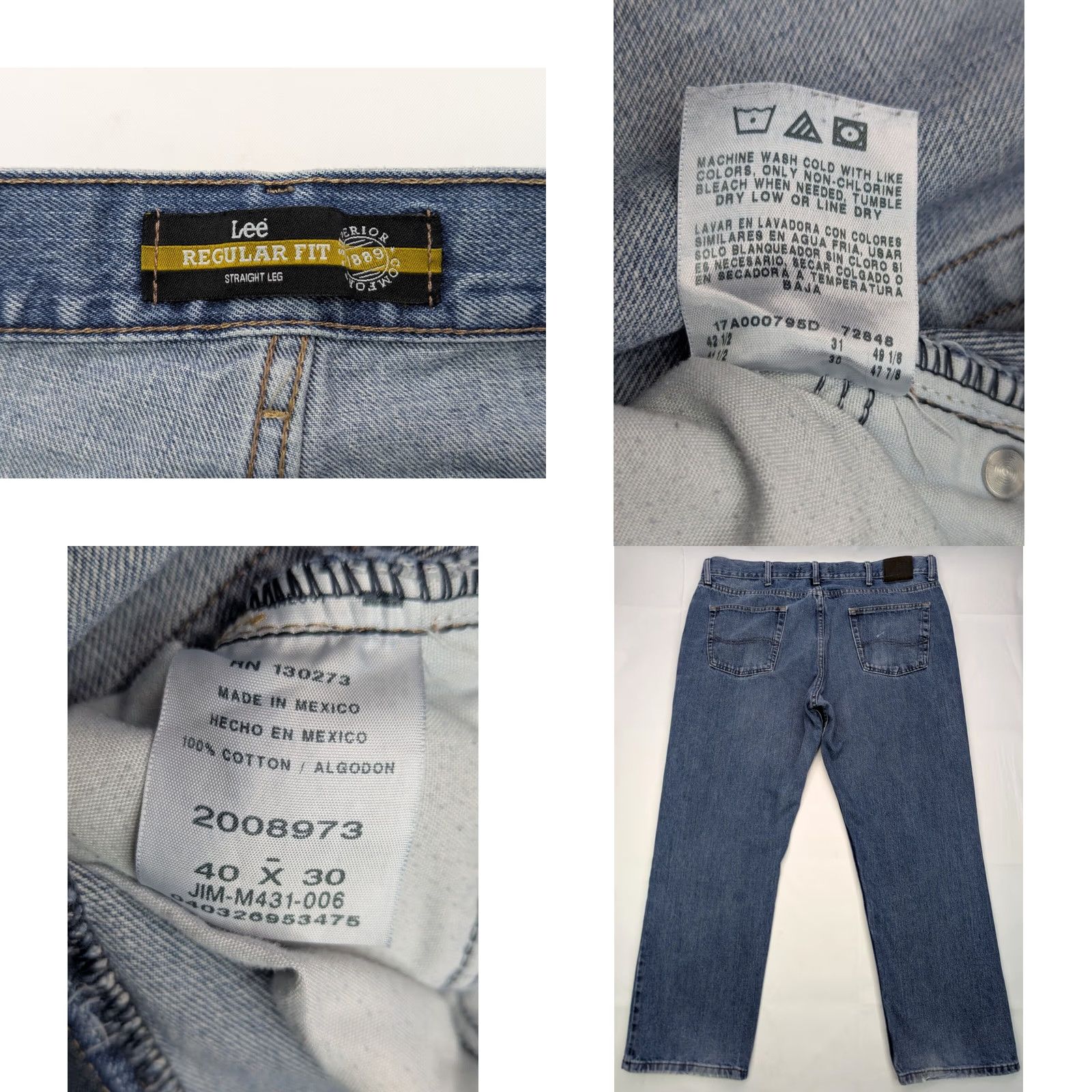 Lee LEE Regular Fit Jeans Men 40x30 Blue Denim 2008973 Straight Leg 5-Pocket Regular Lift Size US 40 / EU 56 - 8 Thumbnail