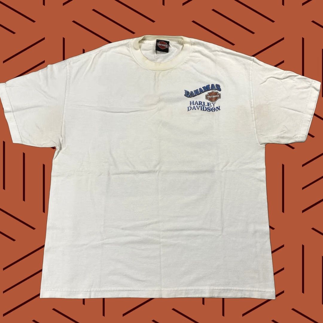 Harley Davidson VINTAGE HARLEY-DAVIDSON BAHAMAS T-SHIRT ADULT XL WHITE DOUBLE-SIDED BIKER MOTORCYCLE 2000s Mens Size US XL / EU 56 / 4 - 1 Thumbnail