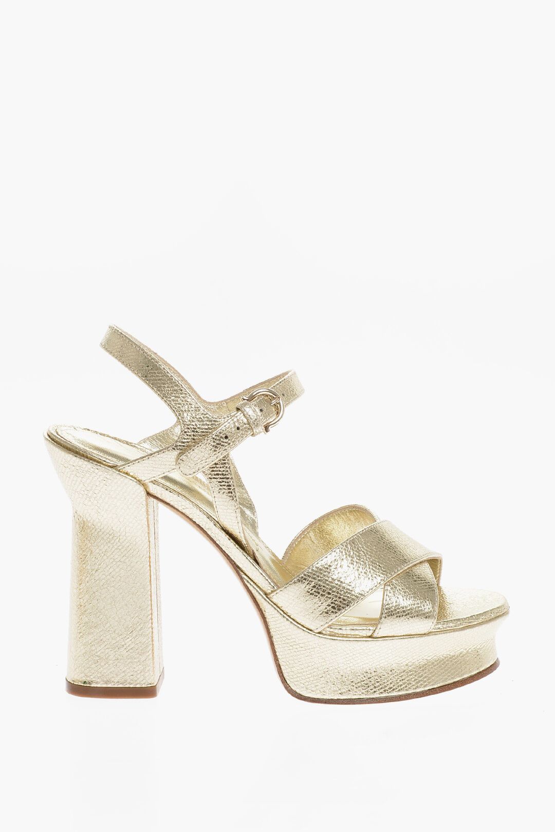 og1mm0724 Metallized Leather Sonya Sandals in Gold