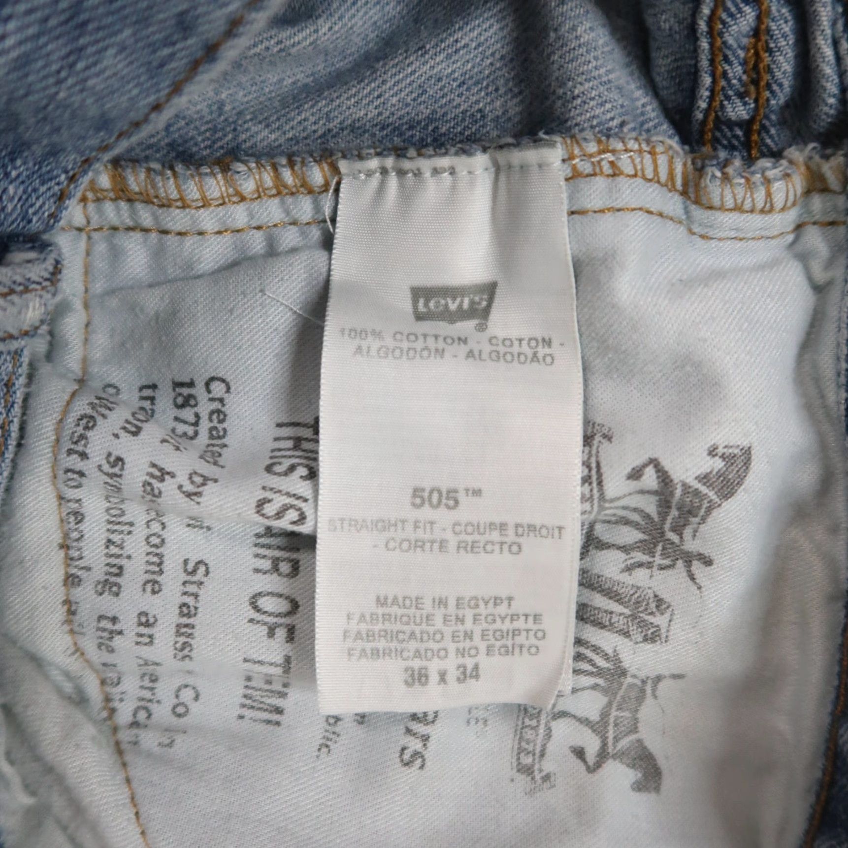Levi's Levi's 505 Regular Fit Straight Jeans Mens 36x34 Blue Denim Distressed Size US 36 / EU 52 - 5 Thumbnail
