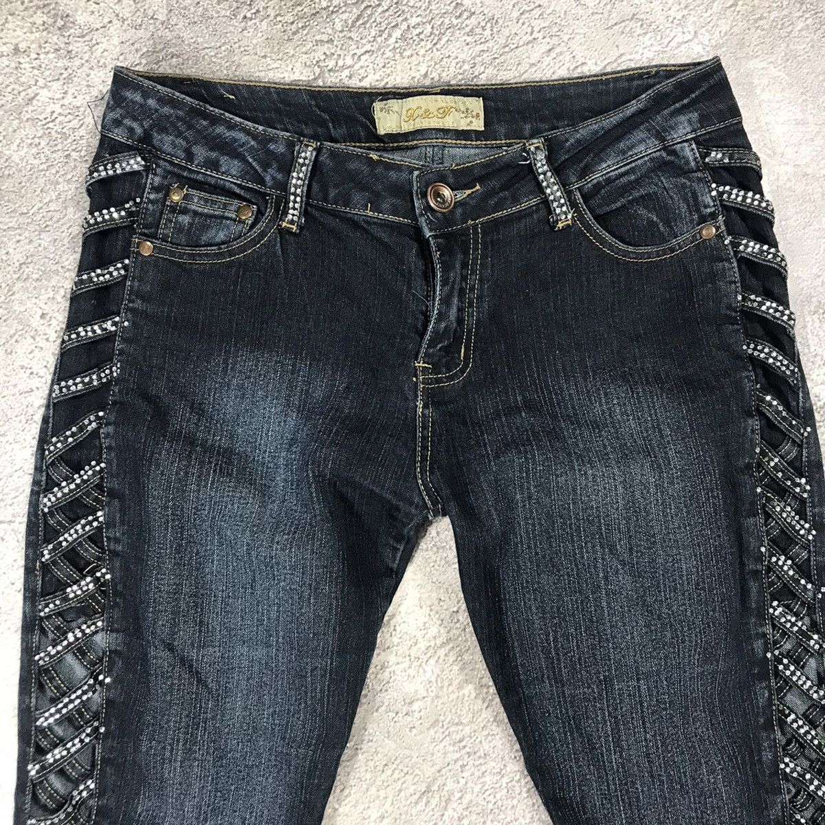 Japanese Brand vintage Faded Jeans japan distressed denim spring pants 90s Size 31" - 4 Thumbnail