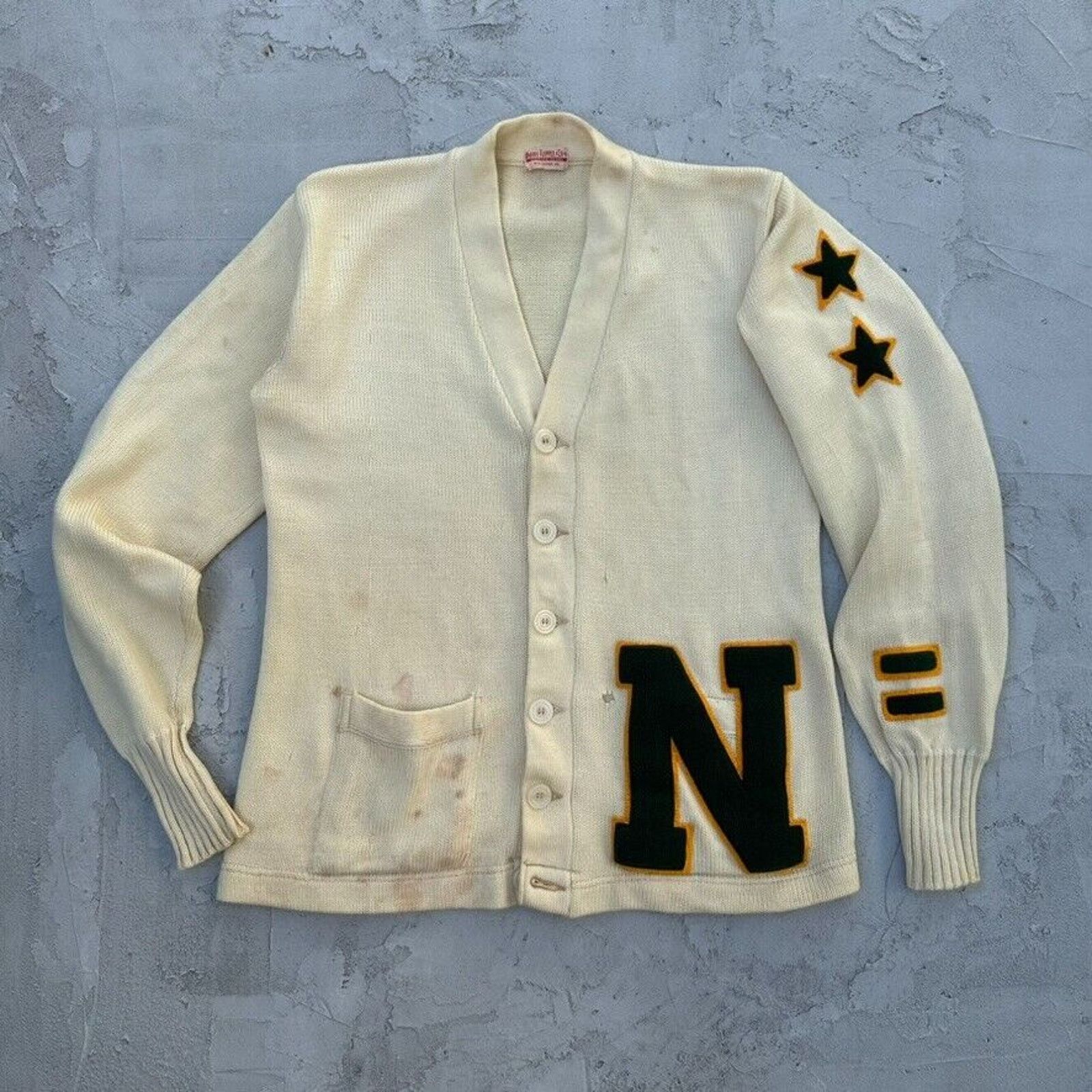 Vintage Vtg Harris Flippen Letterman Sweater Distressed Size US M / EU 48-50 / 2 - 1 Thumbnail