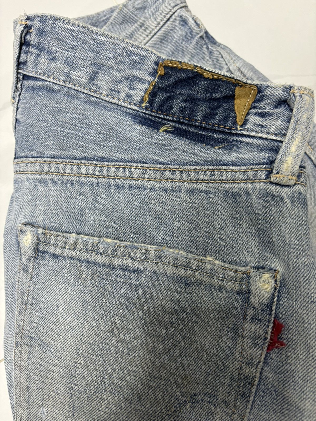 Kapital VINTAGE EDWIN 505 SXR SELVEDGE BLUE WASH DISTRESS DENIM JEAN Size US 30 / EU 46 - 13 Thumbnail