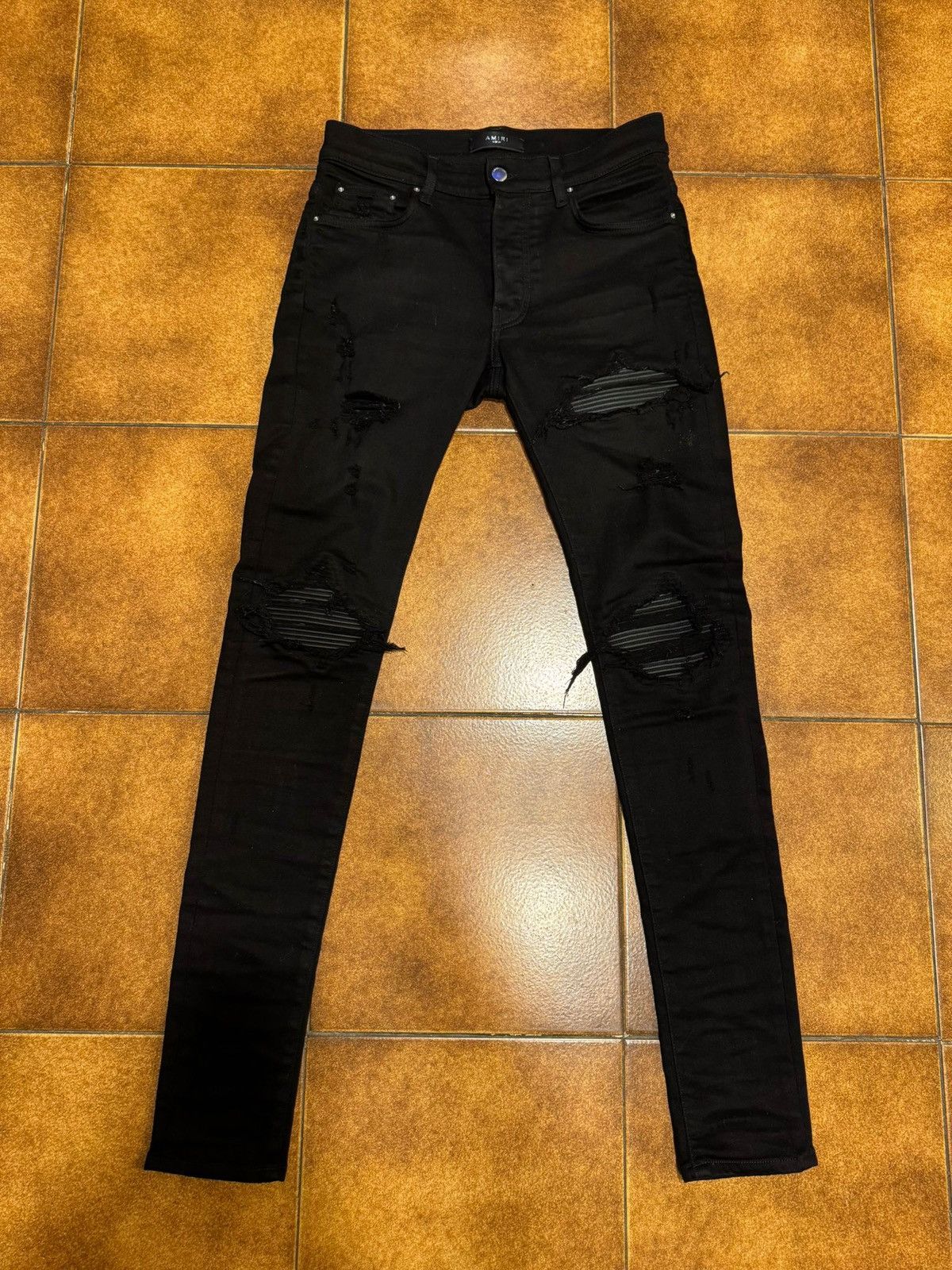 Amiri Amiri Size 29 Black suede MX1 jeans | Grailed