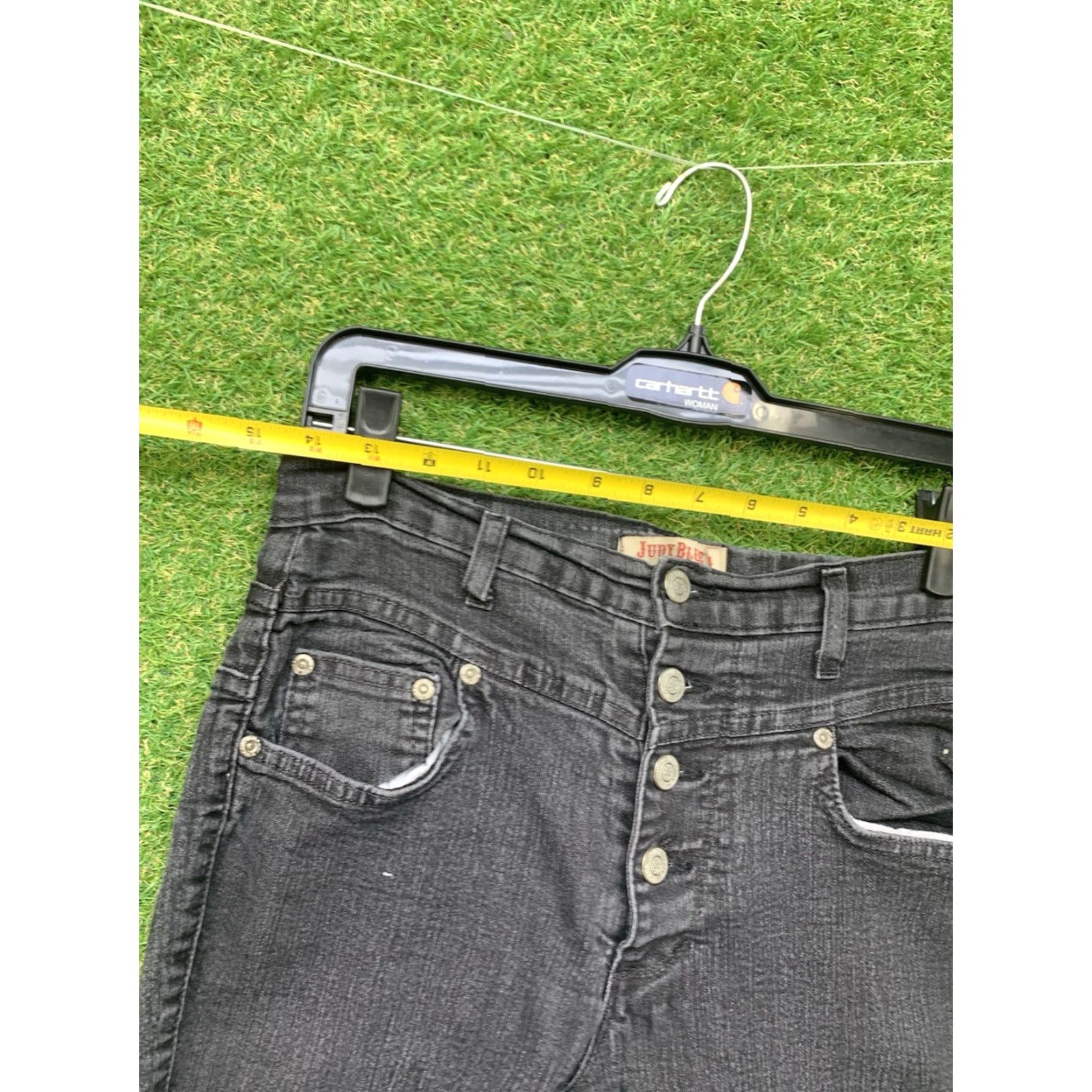 Vintage Judy Blue Jeans Womens 11 Black High Rise Button Fly USA 28x32 Stretch Size 32" / US 10 / IT 46 - 7 Thumbnail