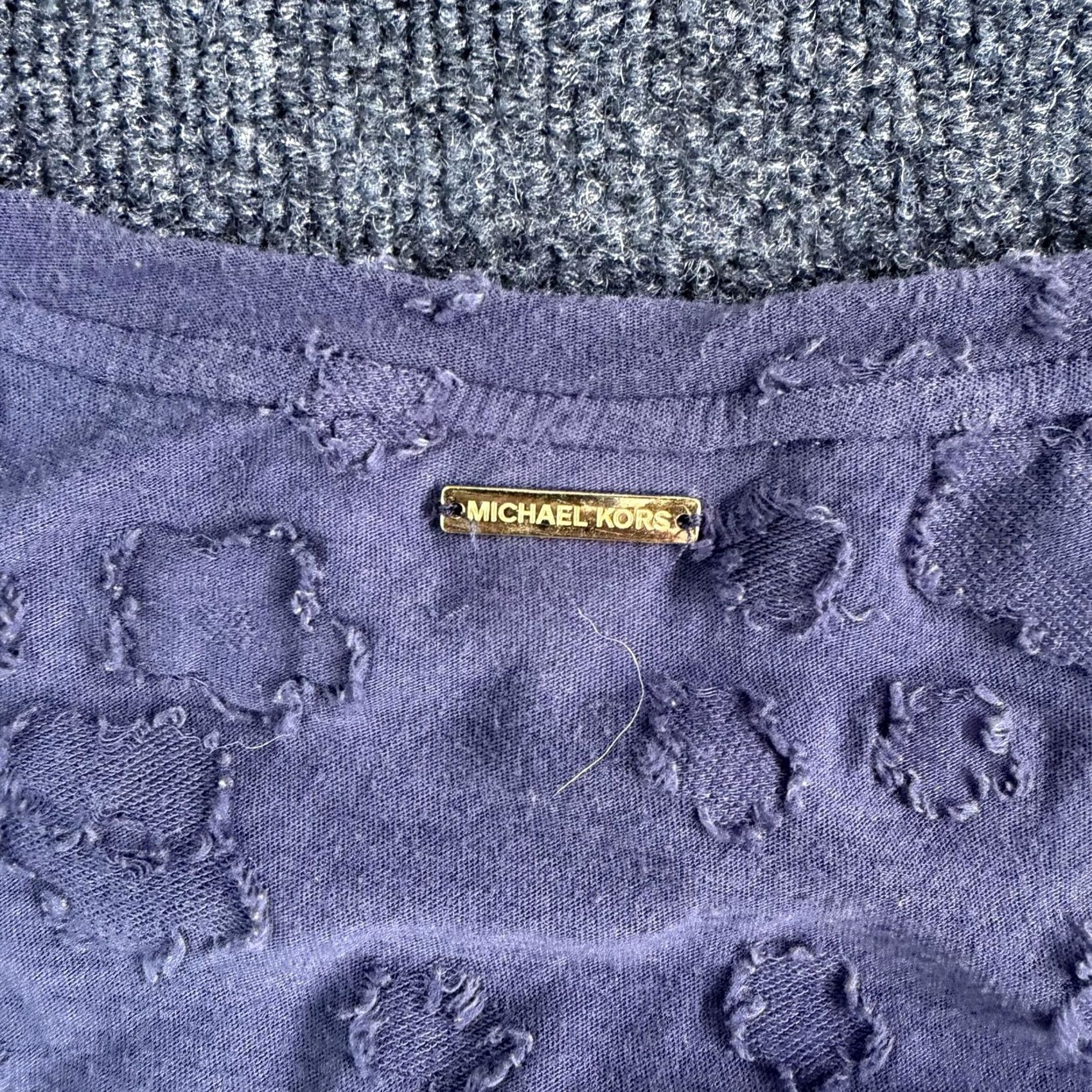 Michael Kors Michael Kors Womens XL Purple Leopard Tie Sleeve Scoop Neck Top Size XL / US 12-14 / IT 48-50 - 3 Thumbnail