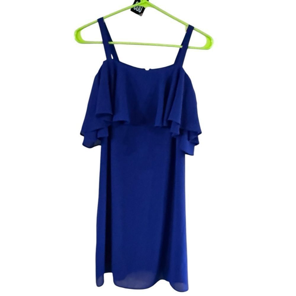 Other NWOT Eliza J Blue Off-Shoulder Ruffled Mini Dress Size XS / US 0-2 / IT 36-38 - 7 Thumbnail