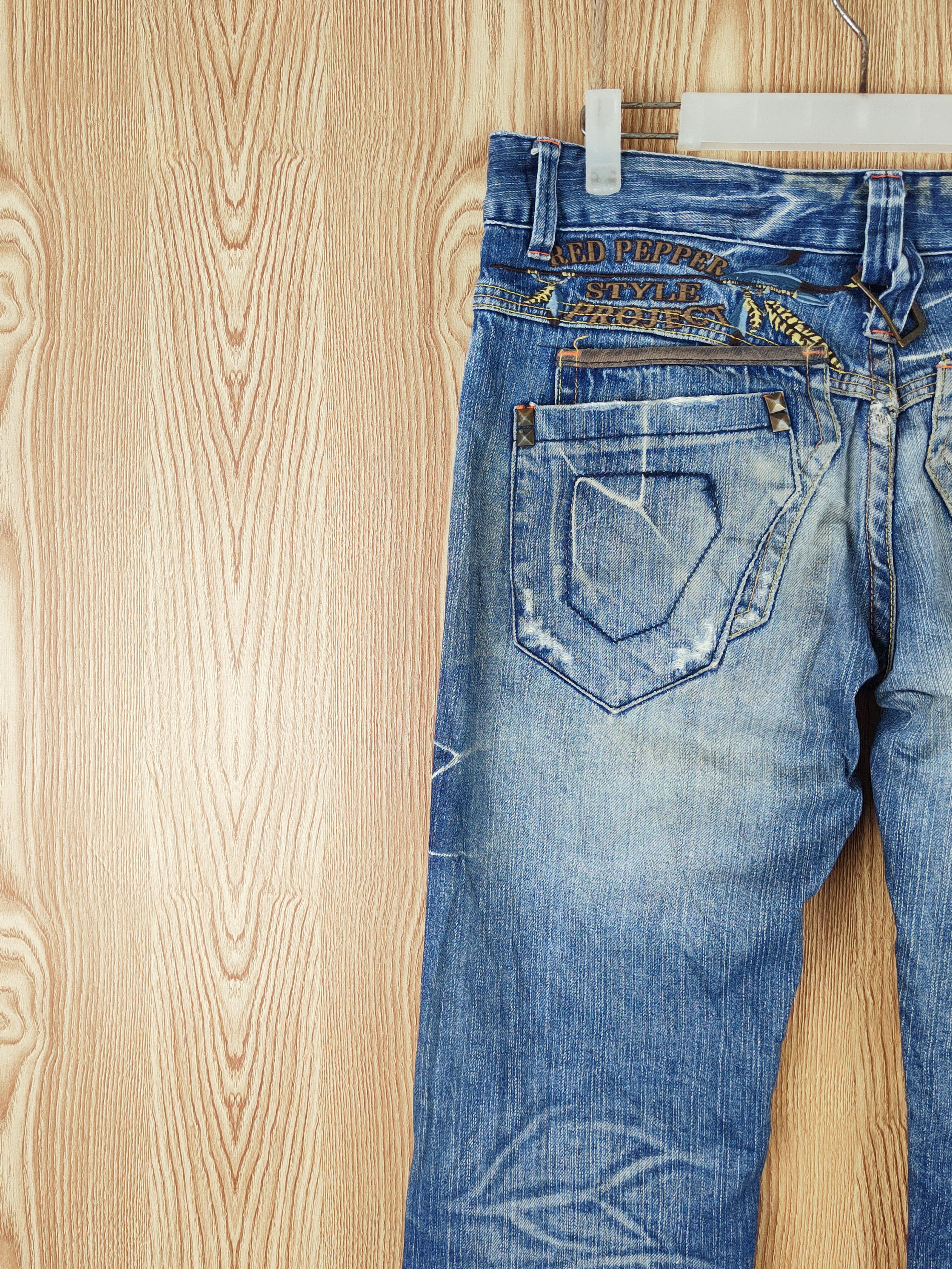 Japanese Brand Redpepper Blue Distressed Ripped Jeans #S2698 Size 31" - 14 Thumbnail