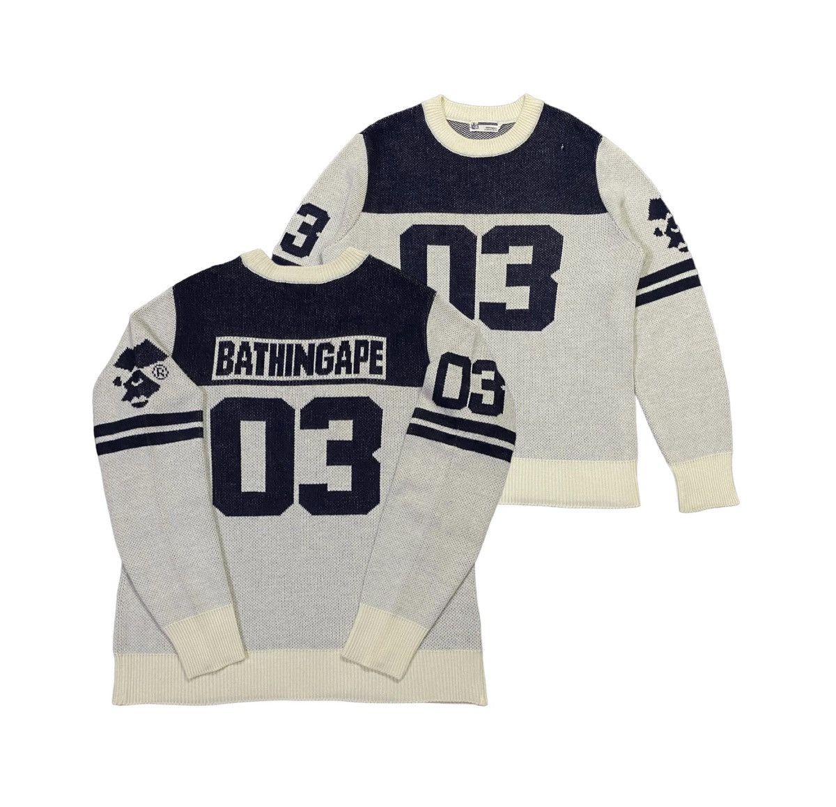 Bape × Nigo Vintage A Bathing Ape Numbering Knit Sweater Size US L / EU 52-54 / 3 - 1 Thumbnail