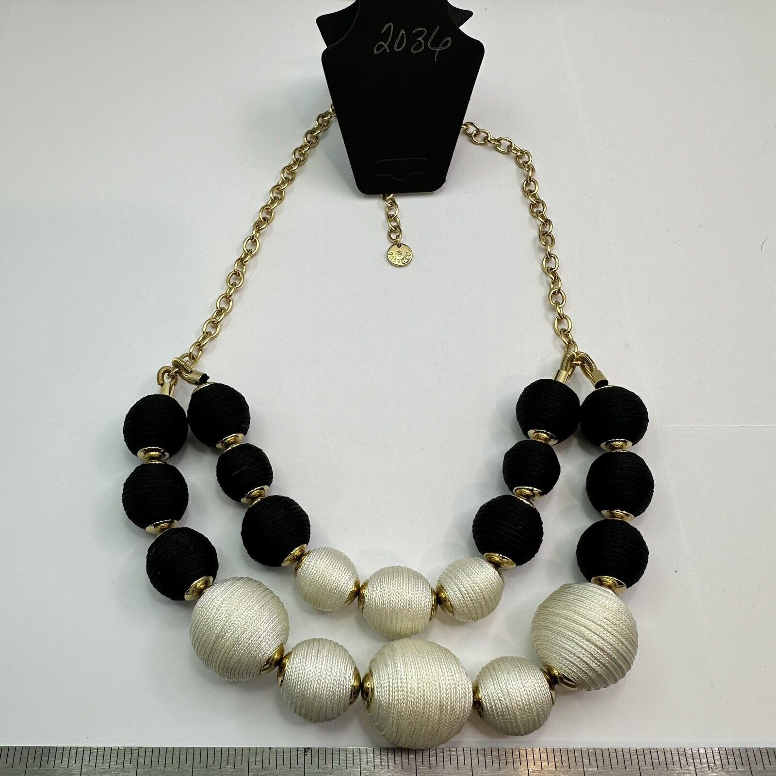 Robert Talbott Talbots Jewelry Necklace Black Creamy White Wrapped Bead 20" Size ONE SIZE - 5 Thumbnail