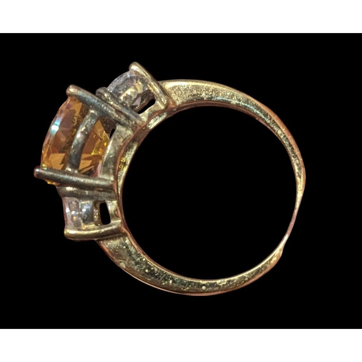 Other Brilliant Three Stone Sterling Silver Gold Tone Plated Engag Size ONE SIZE - 3 Thumbnail