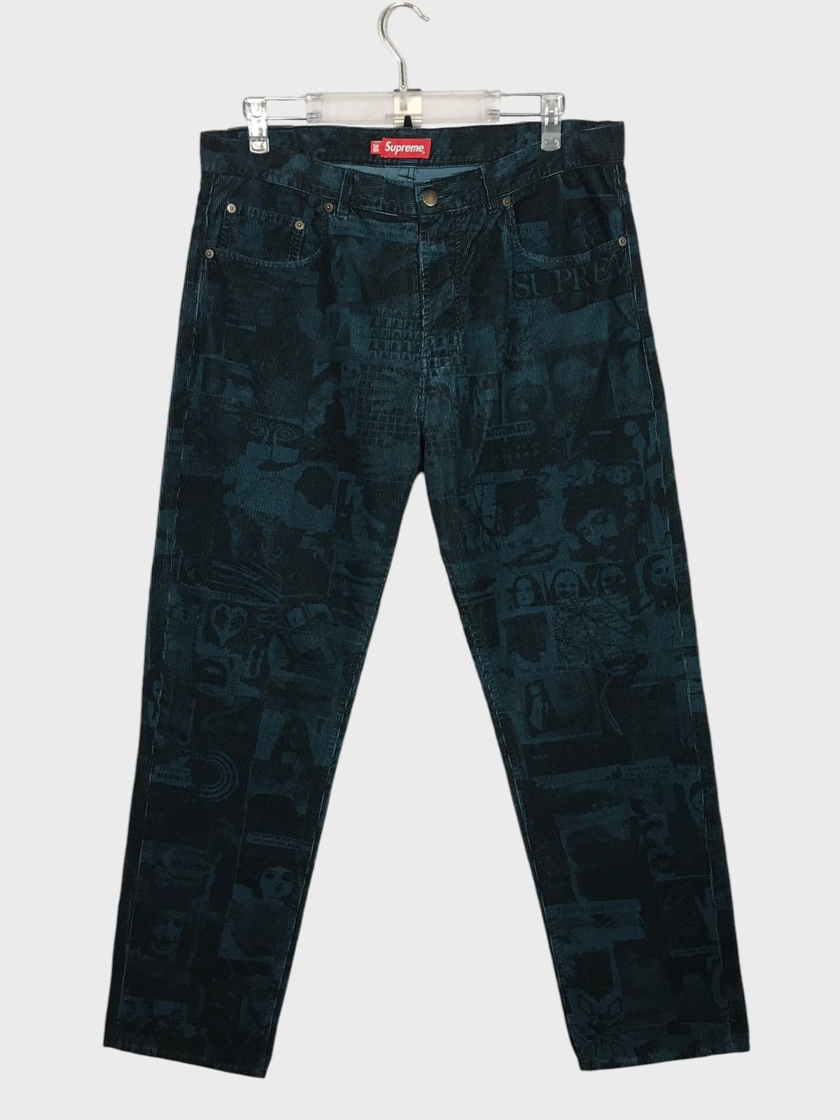 Image of Trousers Supreme Vibrations Corduroy Pants Y2K Vintage Skate in Navy/Black, Men's (Size 36)