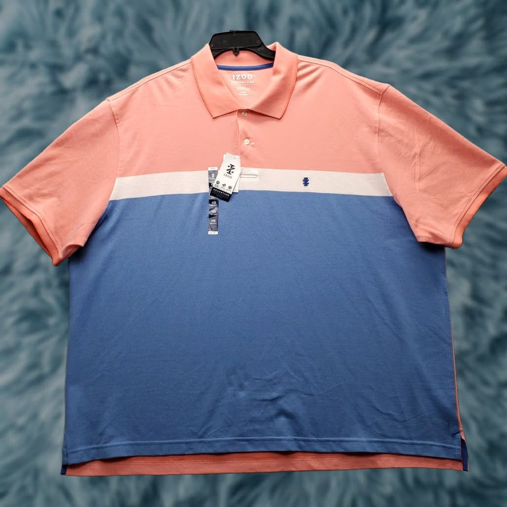 Izod IZOD Mens 4XB Advantage Performance Polo Shirt Multi Classic Fit Binary Stretch Size US XXL / EU 58 / 5 - 1 Thumbnail