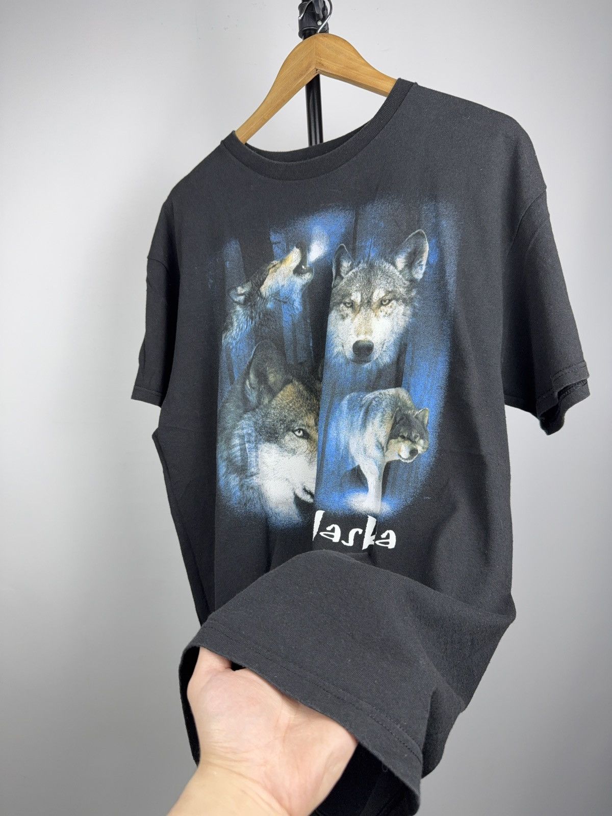 Vintage 00s Y2K Wolf Graphic Tee Alaska USA Nature Print Black Size US XL / EU 56 / 4 - 8 Thumbnail