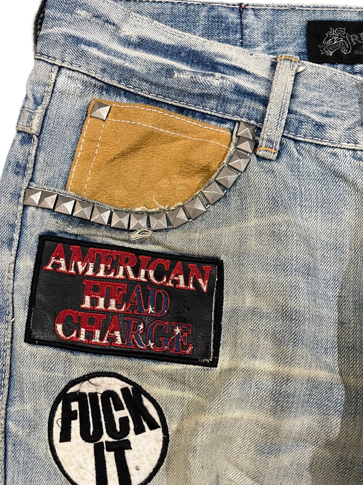 Ed Hardy × Le Grande Bleu (L.G.B.) Vintage Red Pepper Patches Distressed Denim Size US 32 / EU 48 - 5 Thumbnail